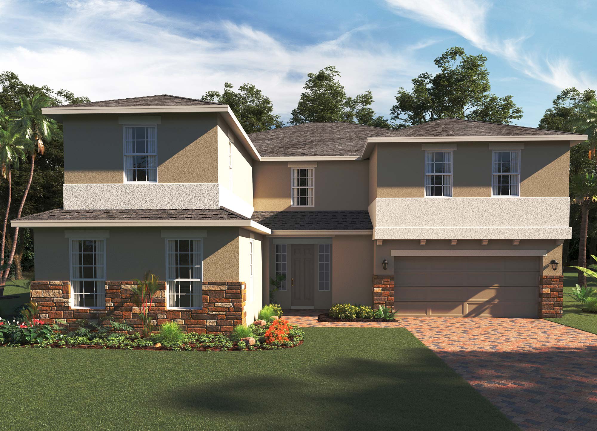 Elevation 1 with Optional Stone | Palmer | New Homes in Florida | Landsea Homes