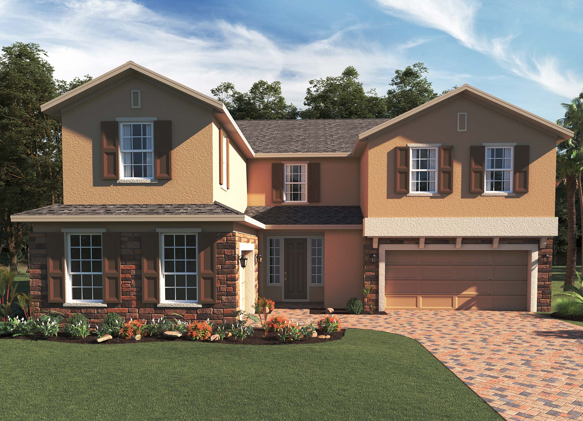 Elevation 2 with Optional Stone | Palmer | New Homes in Florida | Landsea Homes