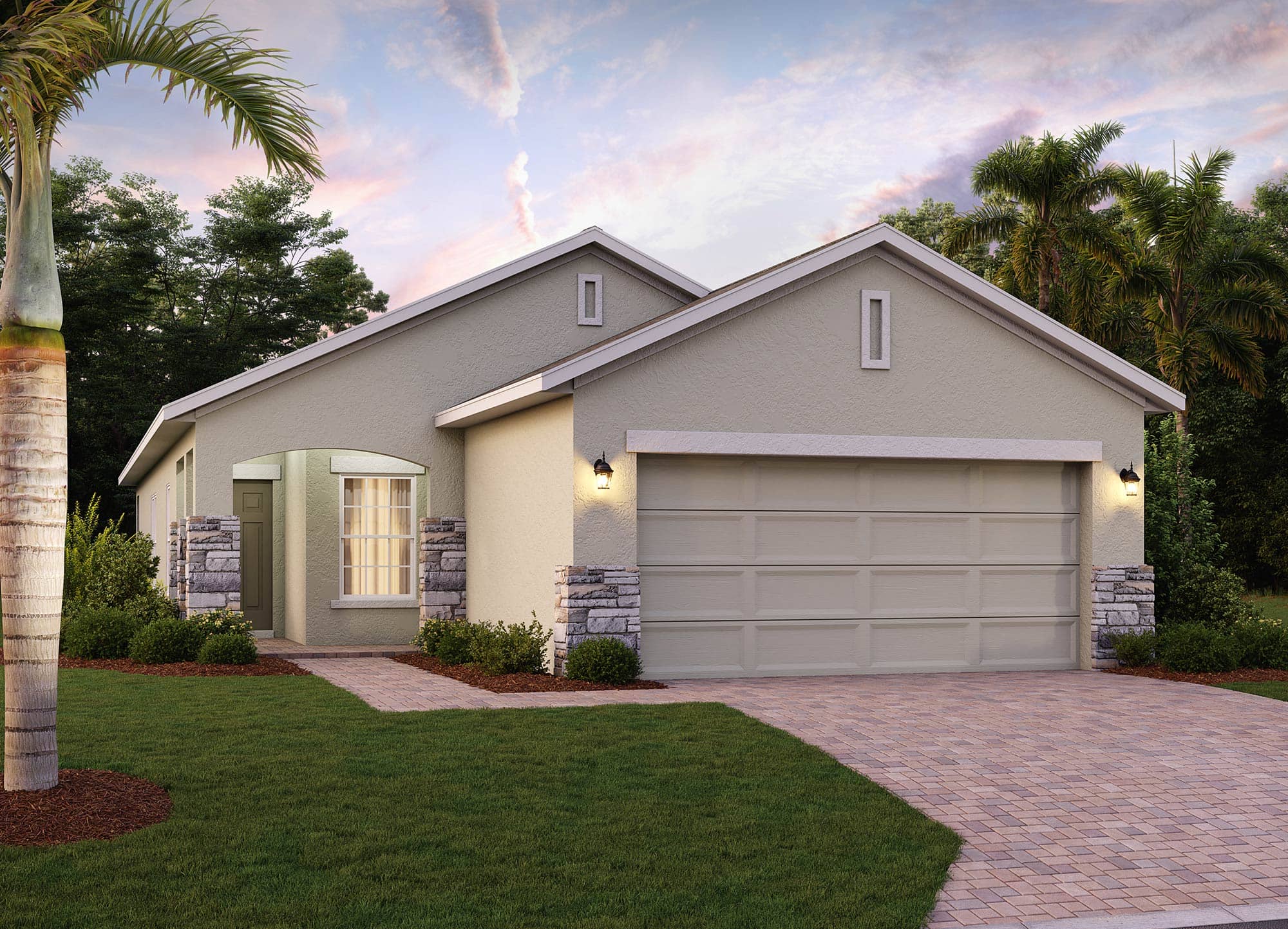 Elevation 3 with Optional Stone | Delray | New Homes in Florida | Landsea Homes
