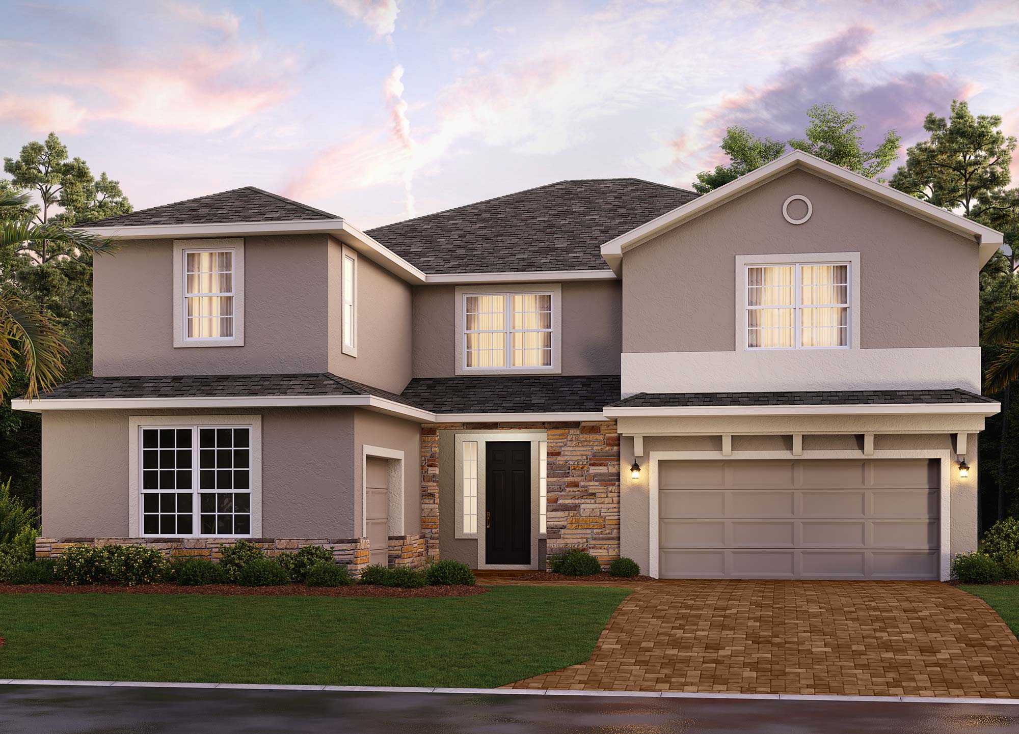 Elevation 3 with Optional Stone | Palmer | New Homes in Florida | Landsea Homes