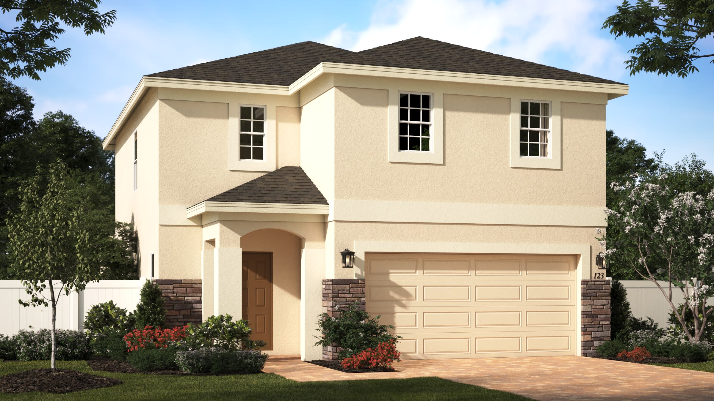 Gasparilla | Elevation 1 with Optional Stone | Landsea Homes | Florida