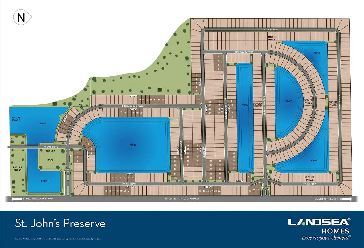 Community Map for St Johns Preserve at Palm Bay, Florida by Landsea Homes