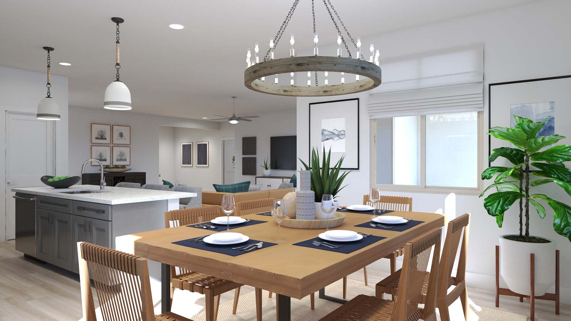 Dining & Great Room to Entry | Hualapai | Bentridge – Peak Series | Buckeye, AZ | Landsea Homes