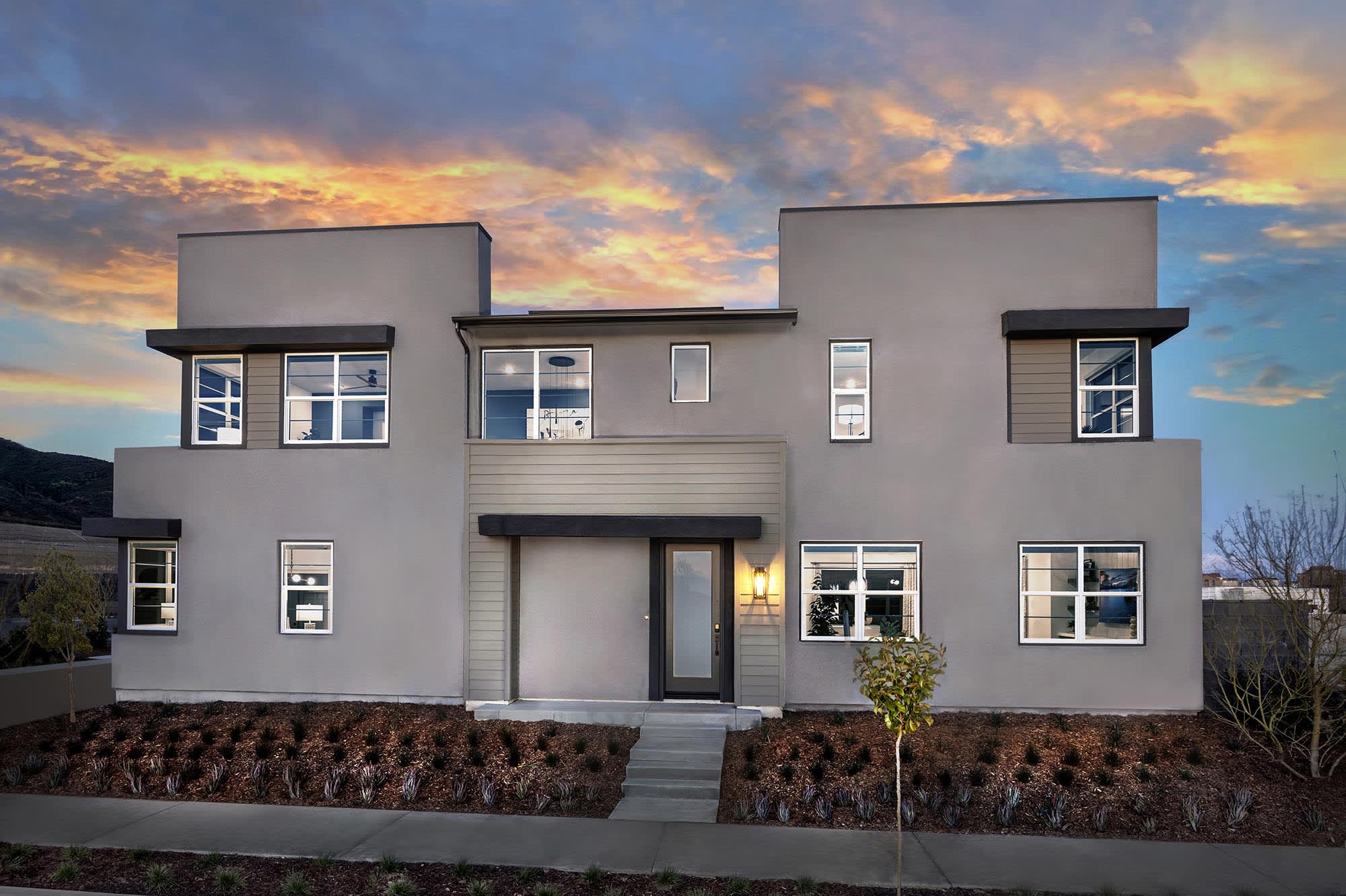 Exterior Dusk | Plan Three | Strata | Narra Hills | New Single-Family Homes in North Fontana, CA | Landsea Homes