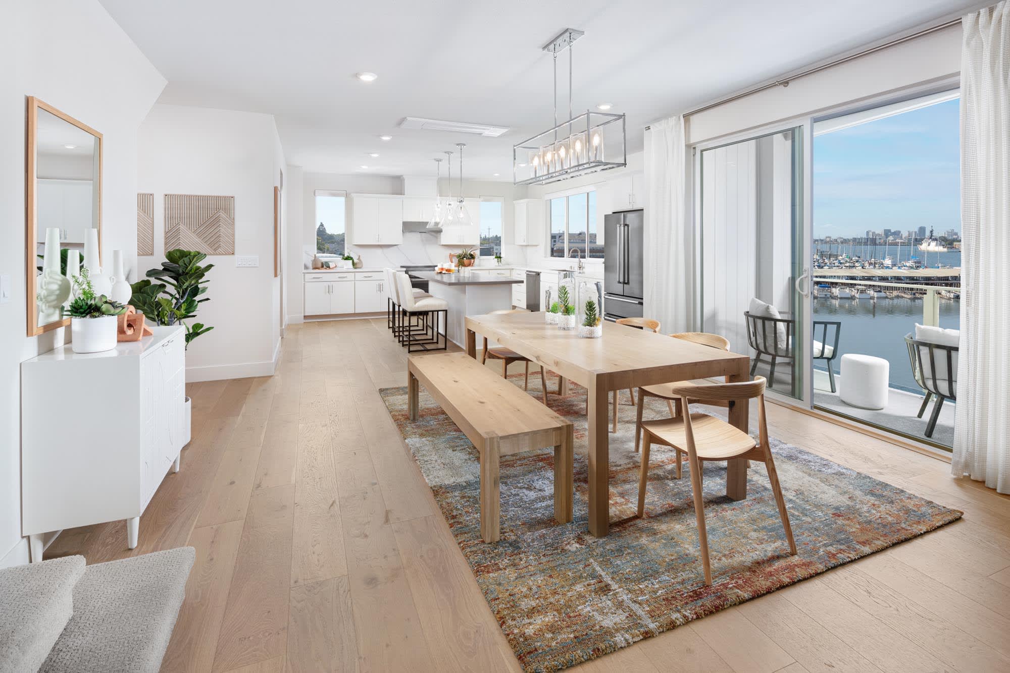 Dining Room and Deck - Plan Two - Waterside at Alameda Marina - Townhomes in Alameda, CA - Landsea Homes