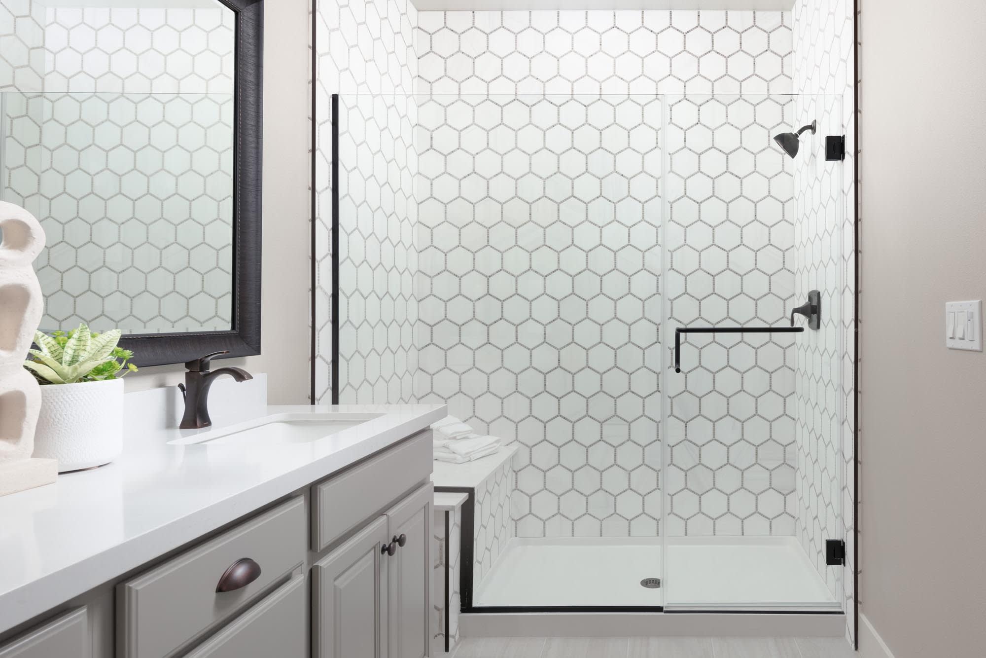 Primary Shower - Plan One - Waterside at Alameda Marina - Townhomes in Alameda, CA - Landsea Homes