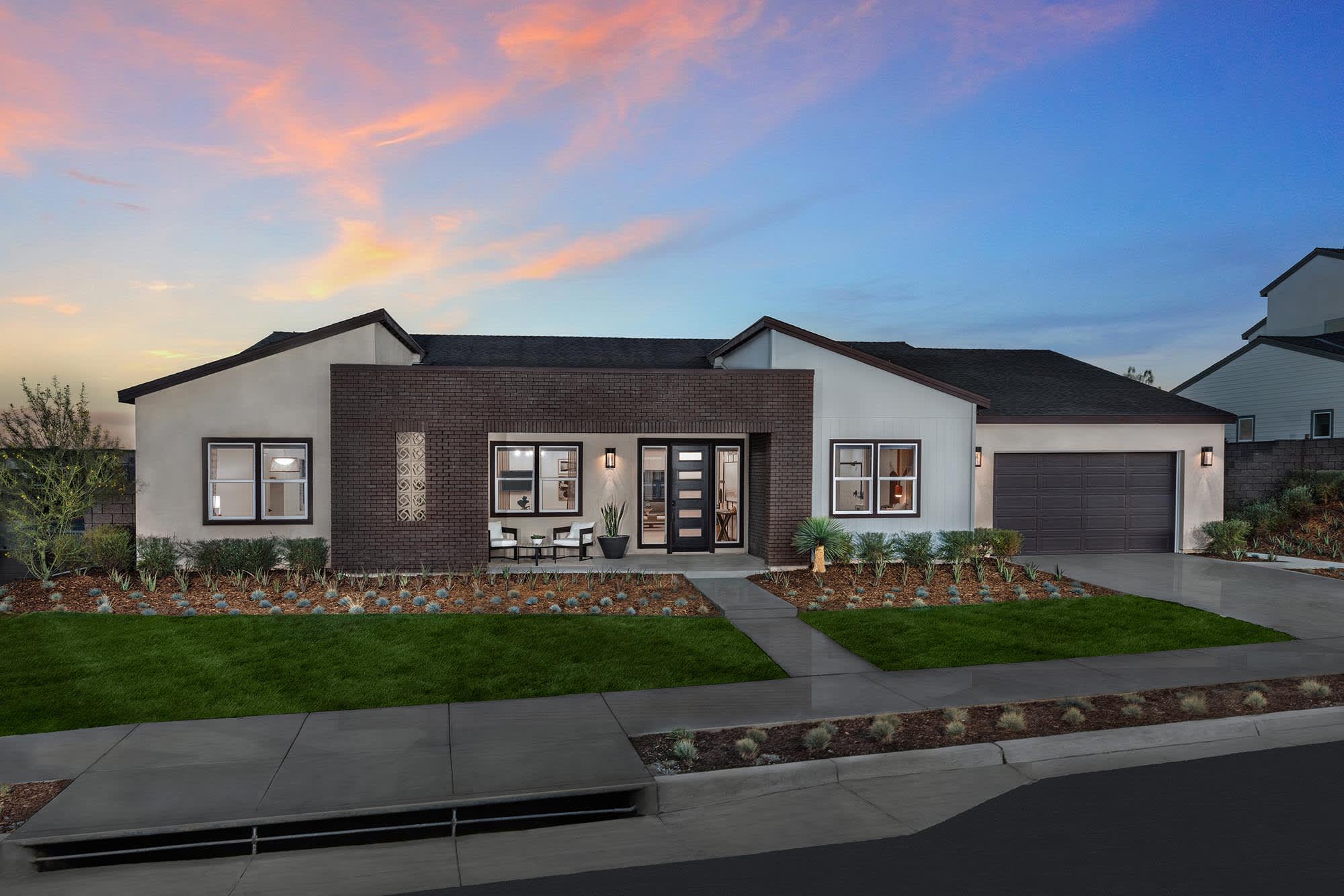 Exterior Dusk | Plan One R (100) | Goldenpeak | Narra Hills | New Homes in North Fontana, CA | Landsea Homes