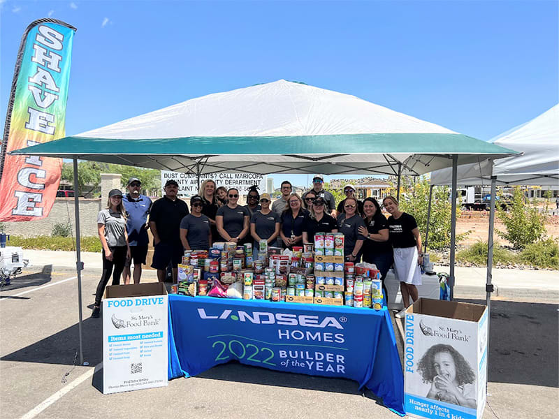 Landsea Homes Arizona participating in a food drive for charity