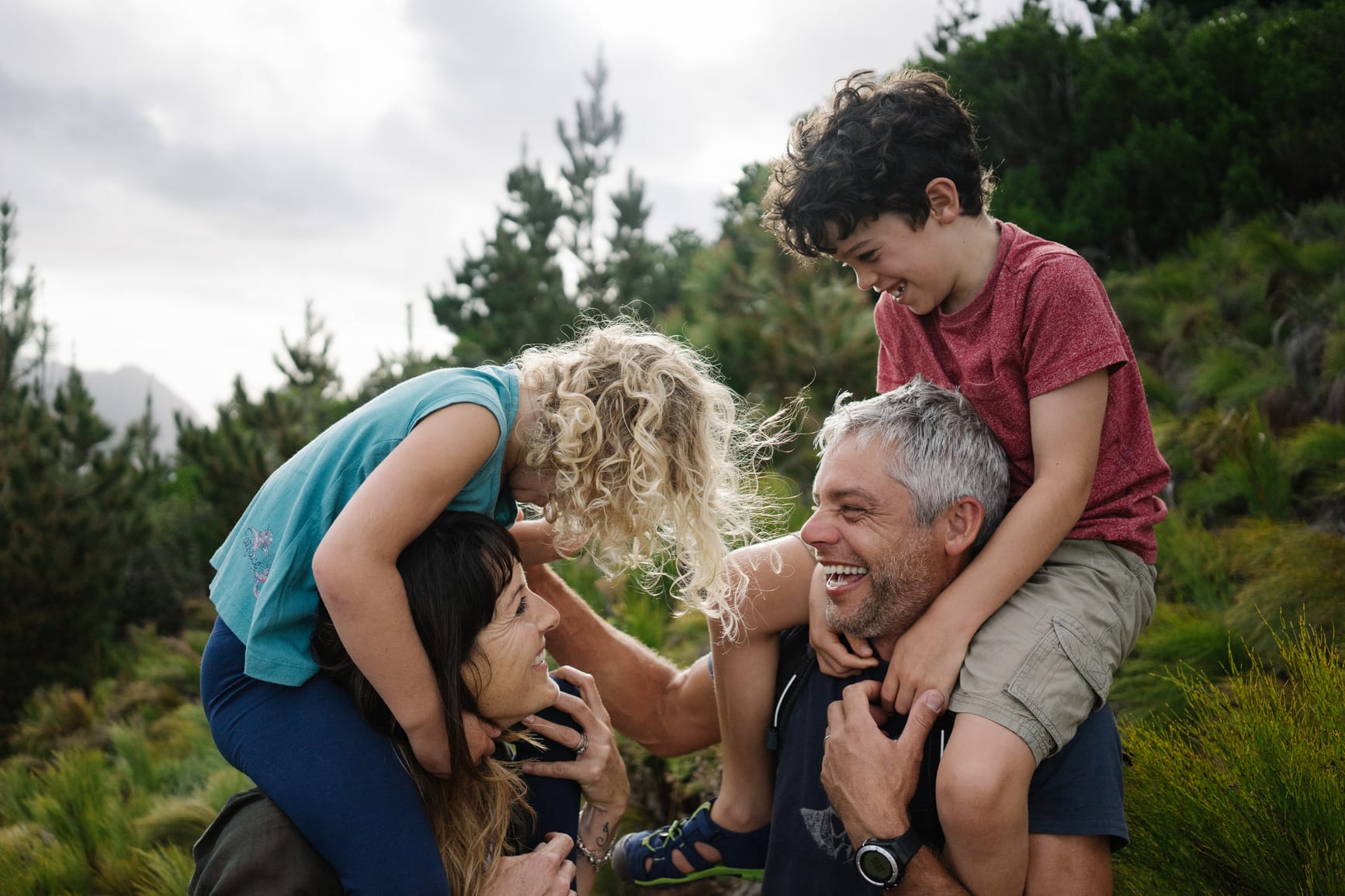 A family hiking