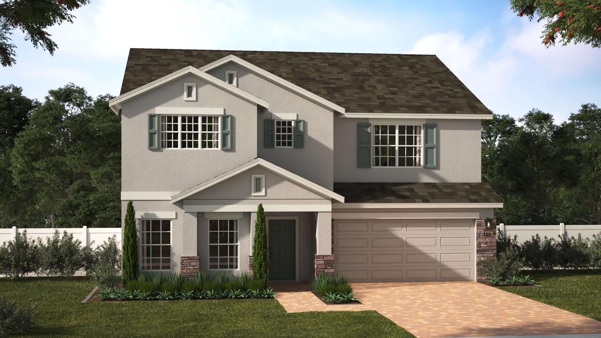 Elevation 2 with Optional Stone | Wilshire | Florida | Landsea Homes