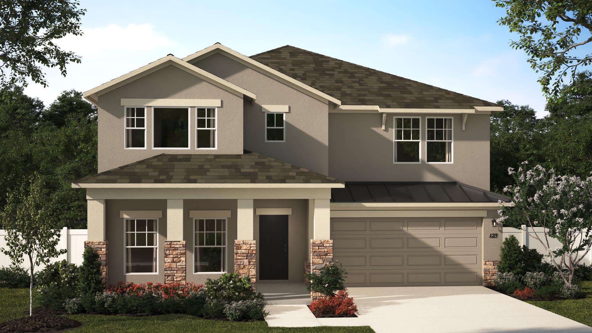 Wilshire Stone Elevation 3 | Harrell Oaks in Orlando, FL by Landsea Homes