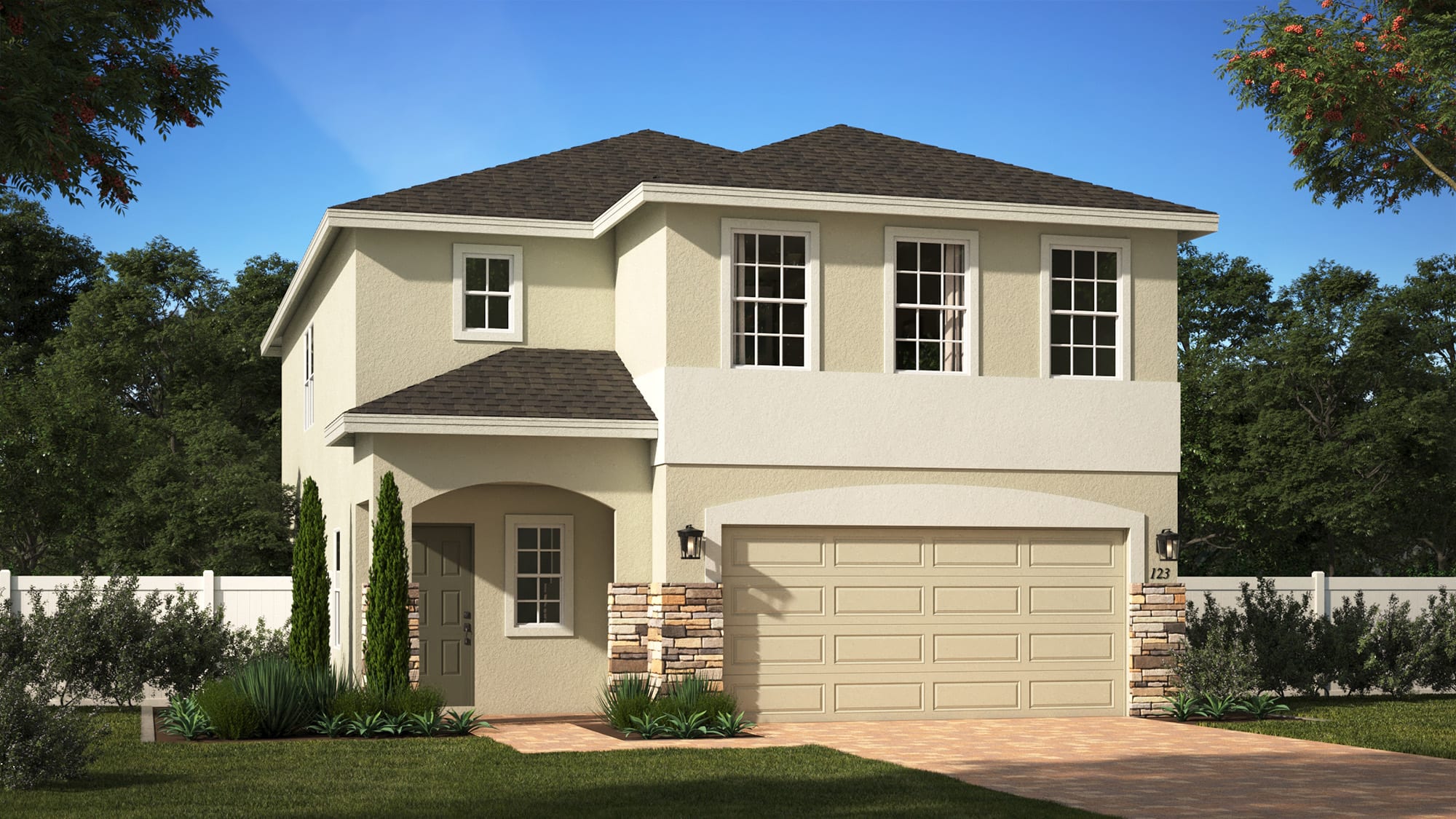 Elevation 1 with Optional Stone | Sanibel | New Homes in Florida | Landsea Homes