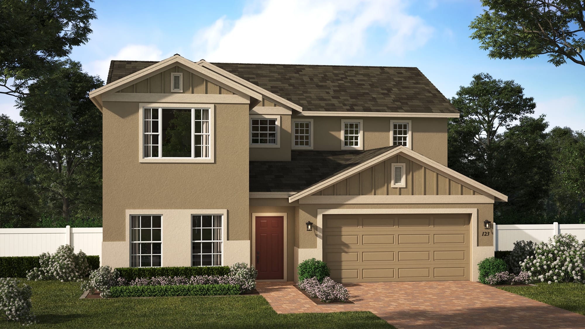 Sutton | Elevation 2 with Optional Siding | Landsea Homes Florida