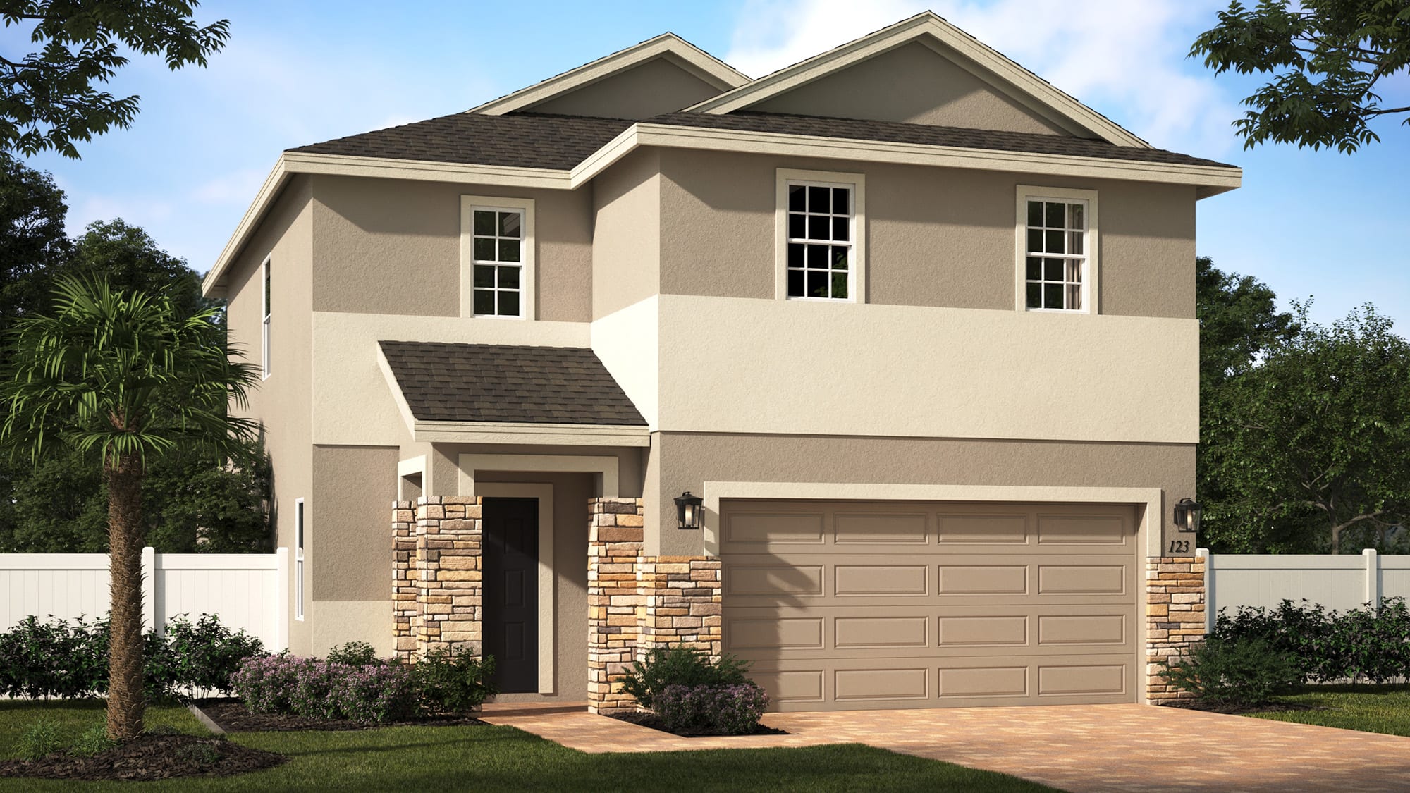Elevation 2 with Optional Stone | Gasparilla | New Homes in Florida | Landsea Homes