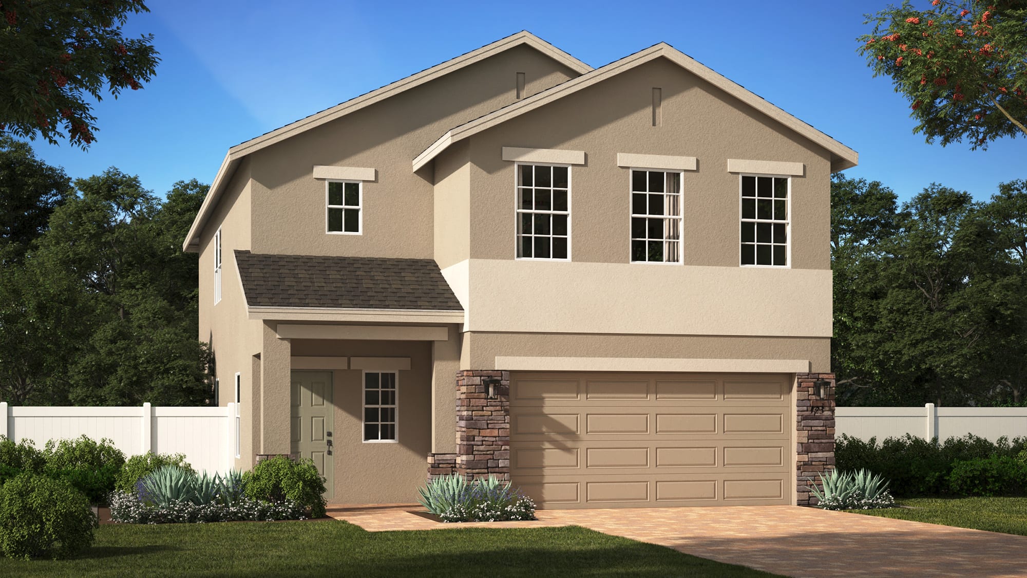 Elevation 2 with Optional Stone | New Homes in Florida | Landsea Homes