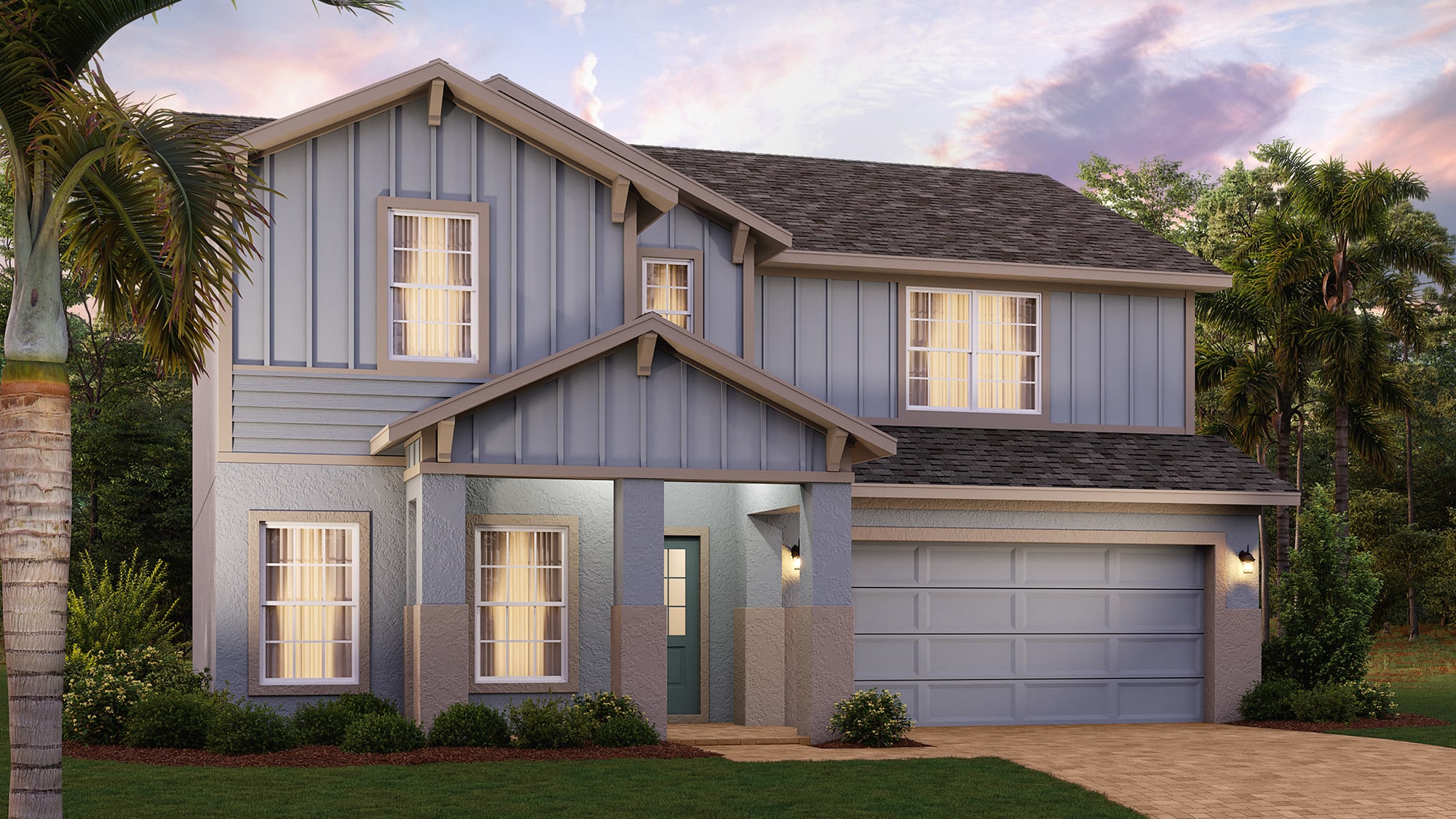 Elevation 3 with Optional Siding | Newcastle | New Homes in Florida | Landseas Homes