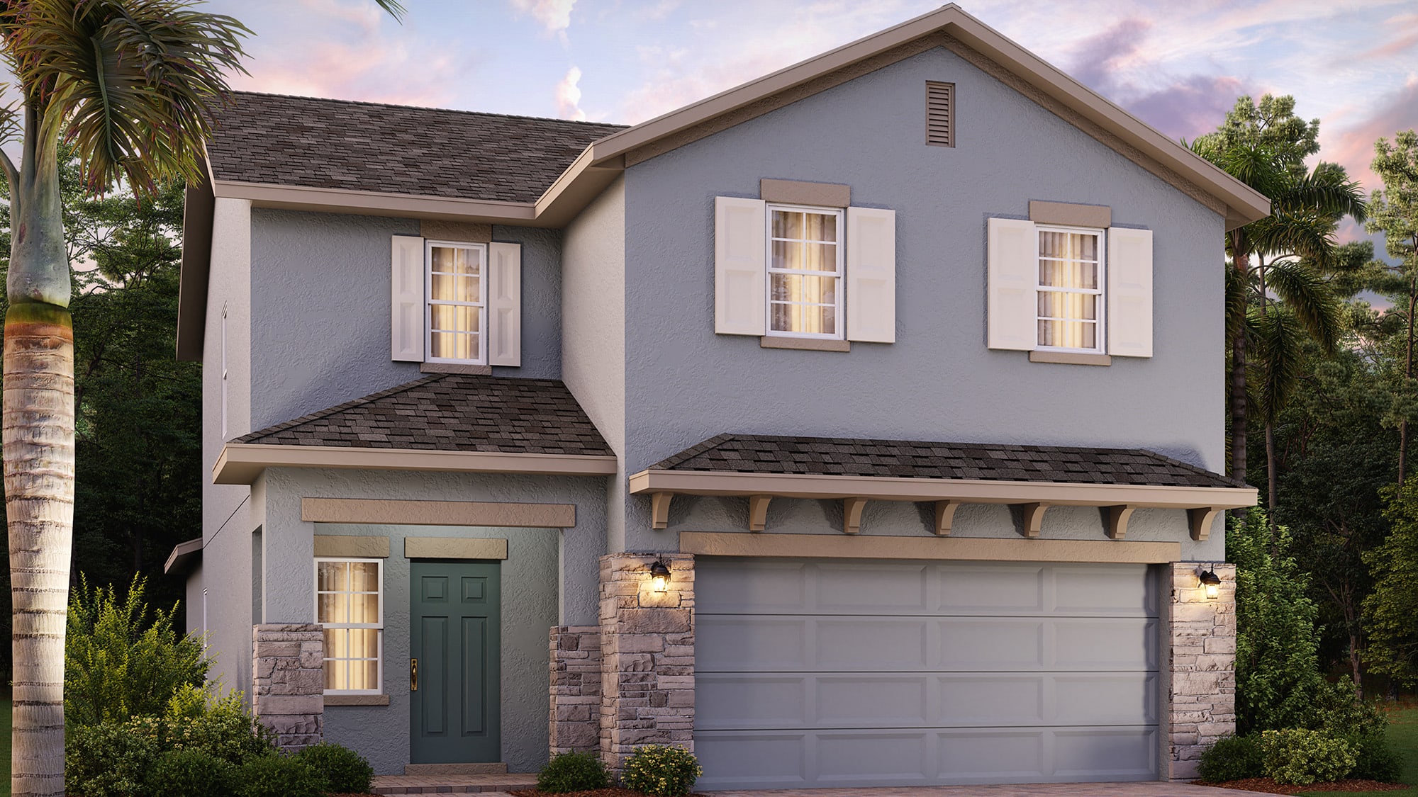 Elevation 3 with Optional Stone | Gasparilla | New Homes in Florida | Landsea Homes