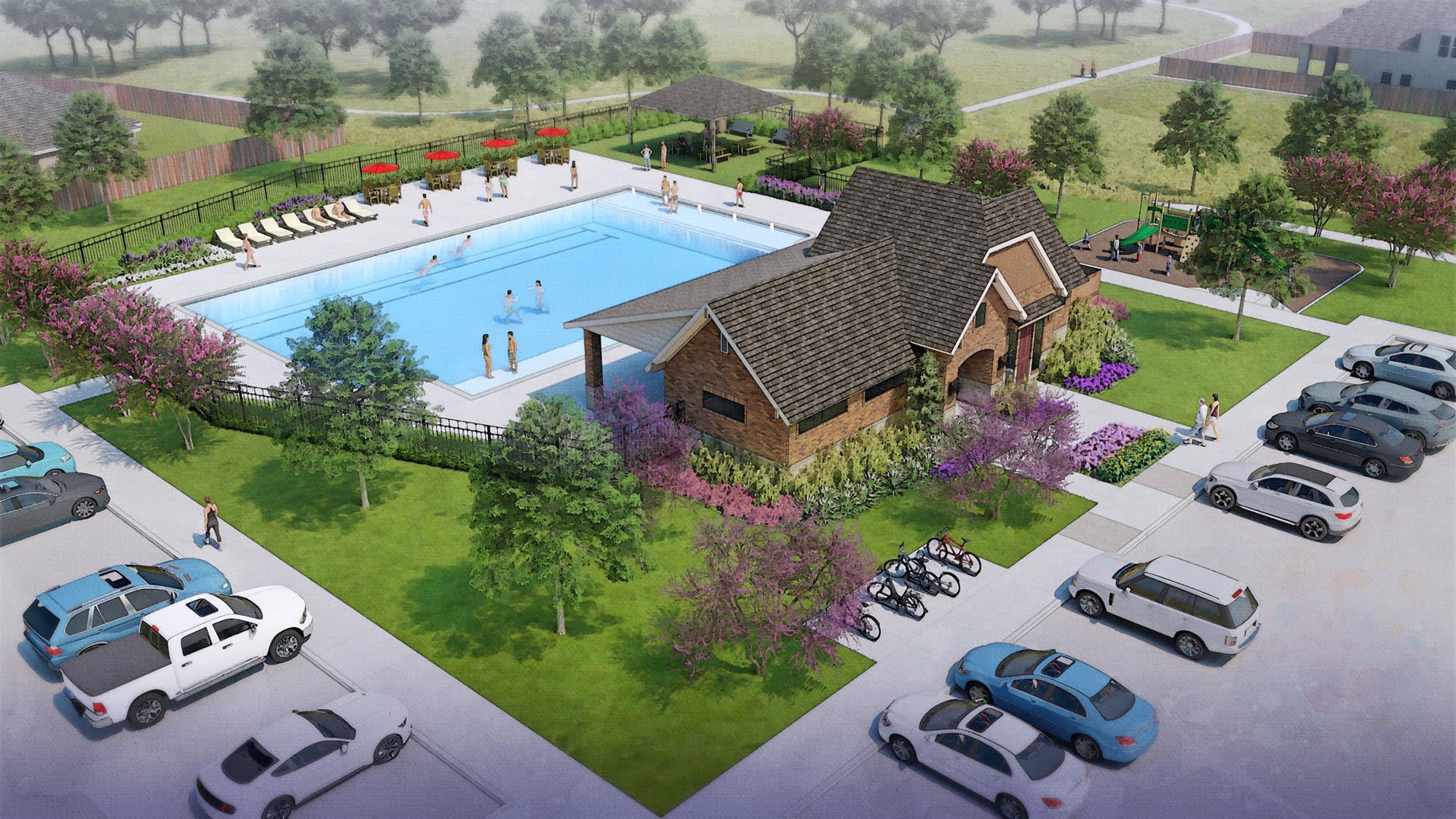 Clubhouse Rendering | Hunters Ridge in Crowley, TX by Landsea Homes