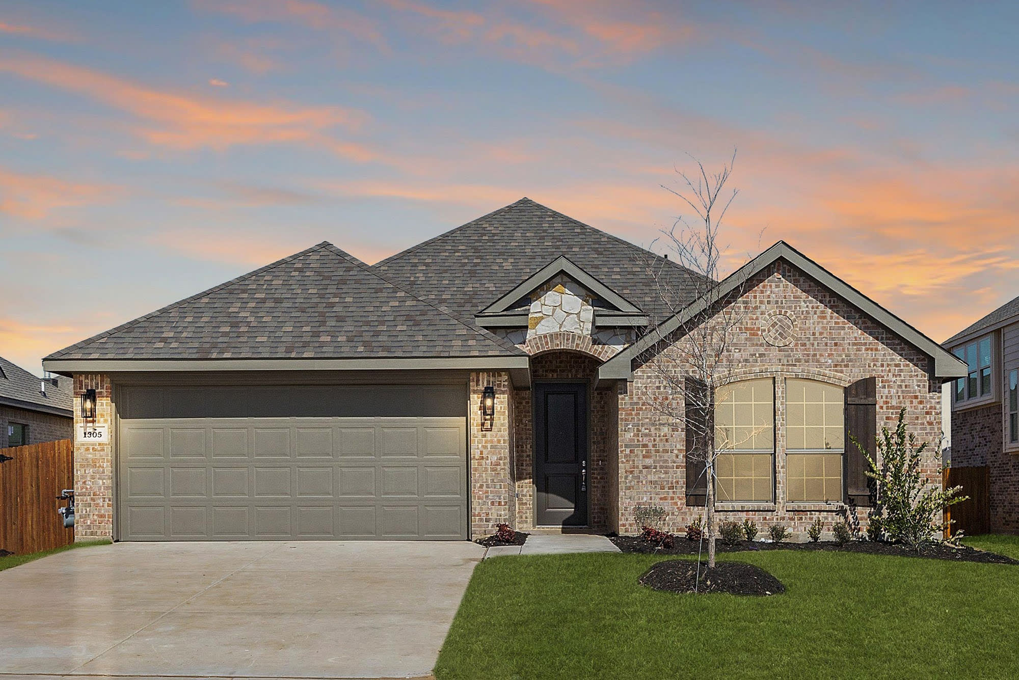 Elevation A with Stone | Concept 1730 at Hulen Trails in Fort Worth, TX by Landsea Homes