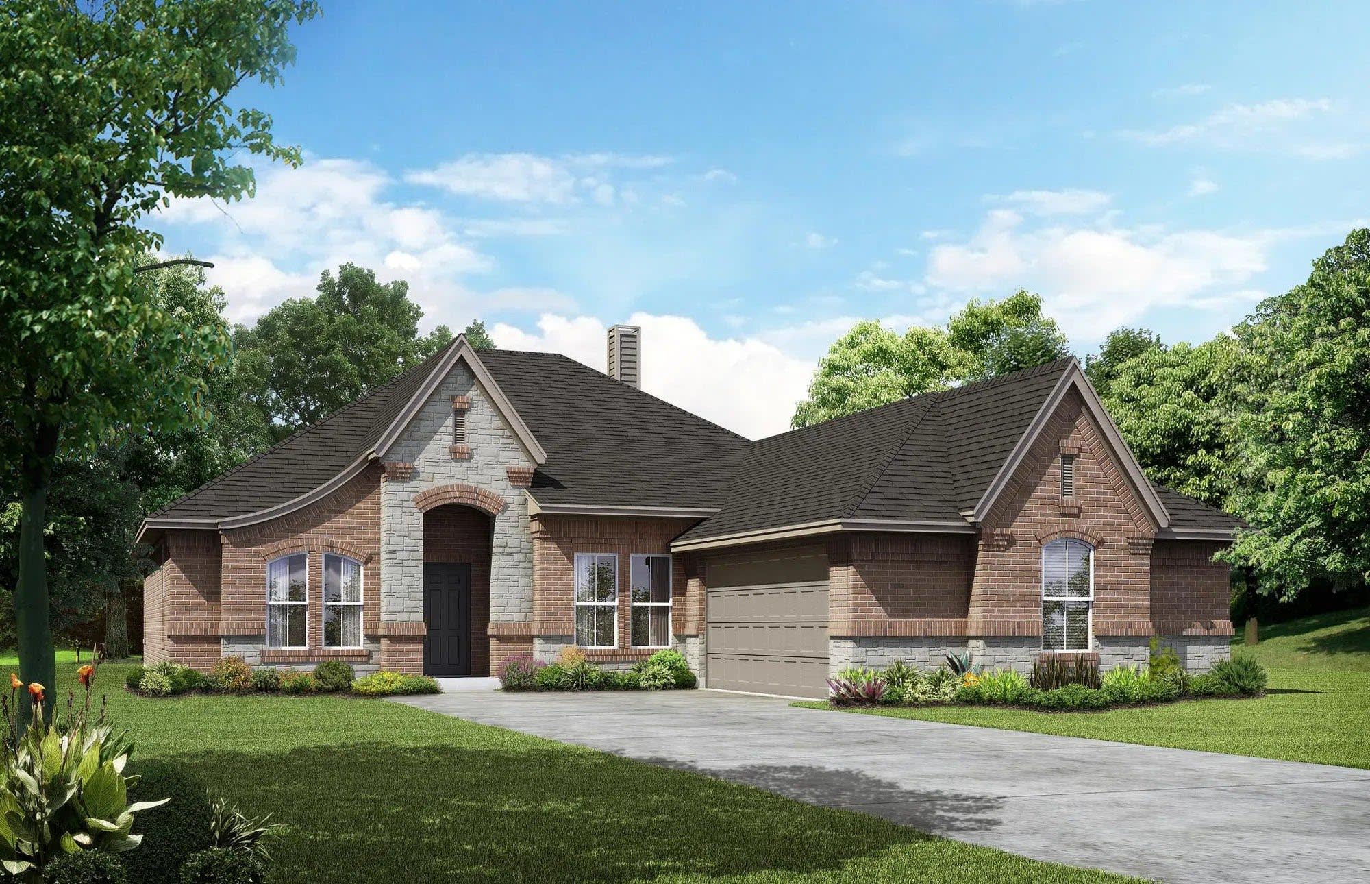 Elevation A with Stone | Concept 2267 at Coyote Crossing in Godley, TX by Landsea Homes