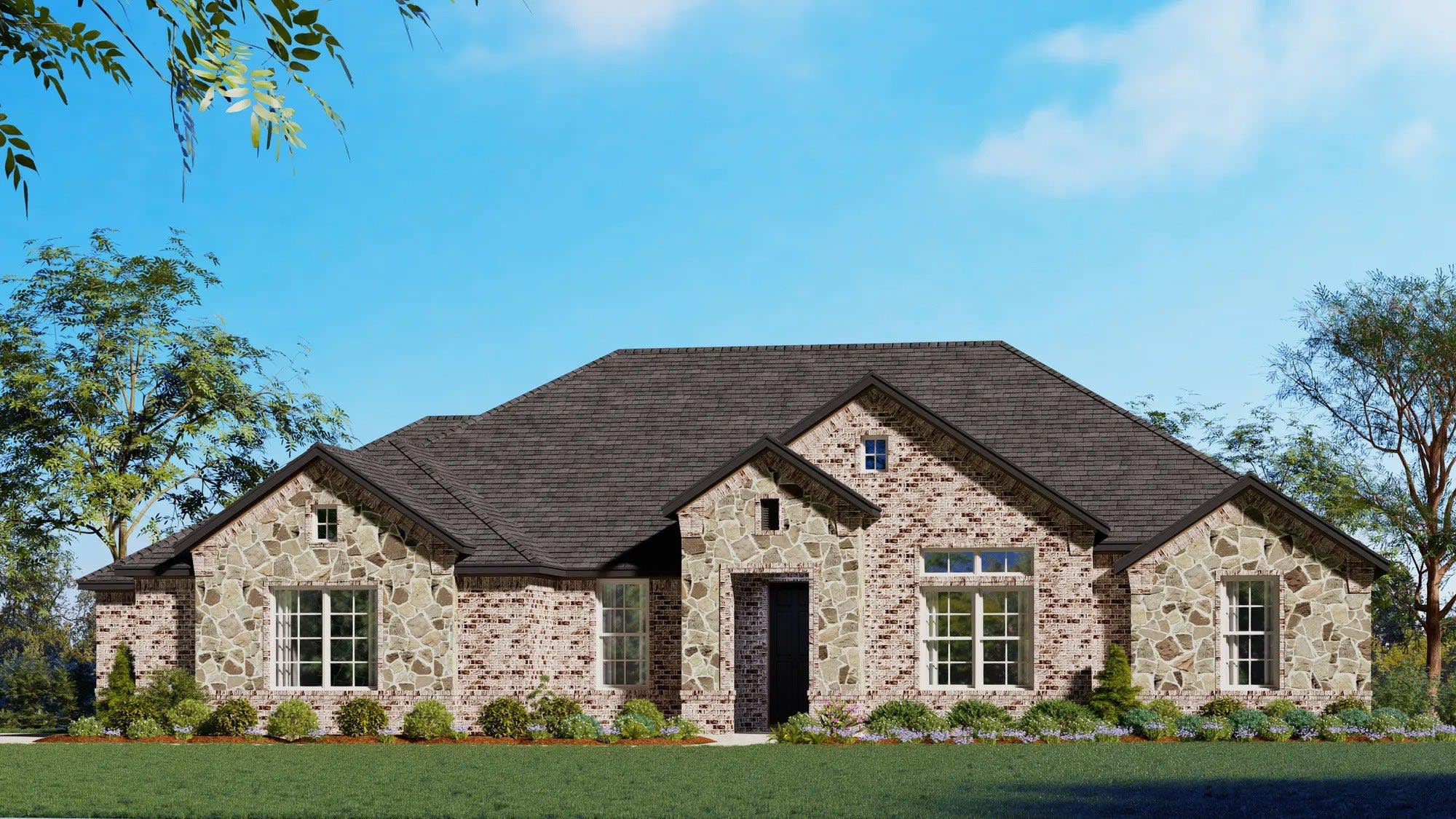 Elevation A with Stone | Concept 2623 at Hidden Creek Estates in Van Alstyne, TX by Landsea Homes