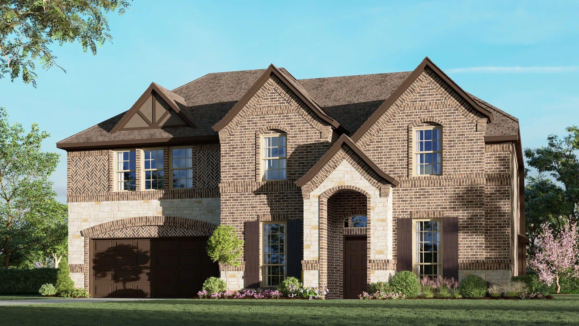 Elevation A with Stone | Concept 3135 at Coyote Crossing in Godley, TX by Landsea Homes