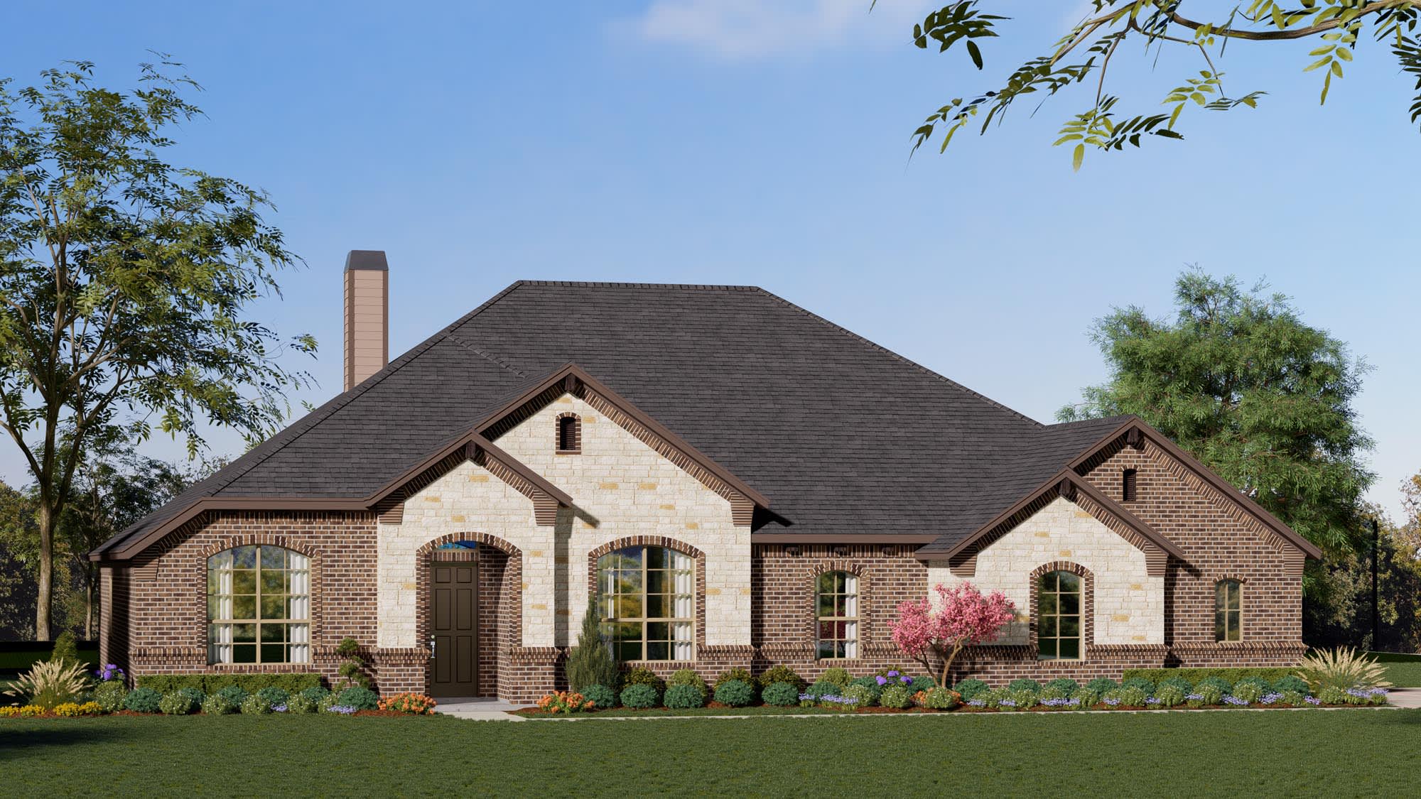 Elevation A with Stone | Concept 3141 at The Meadows in Gunter, TX by Landsea Homes