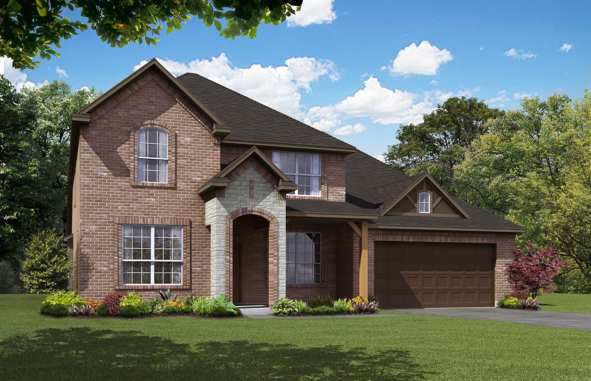 Elevation A with Stone | Concept 3218 at Abe's Landing in Granbury, TX by Landsea Homes
