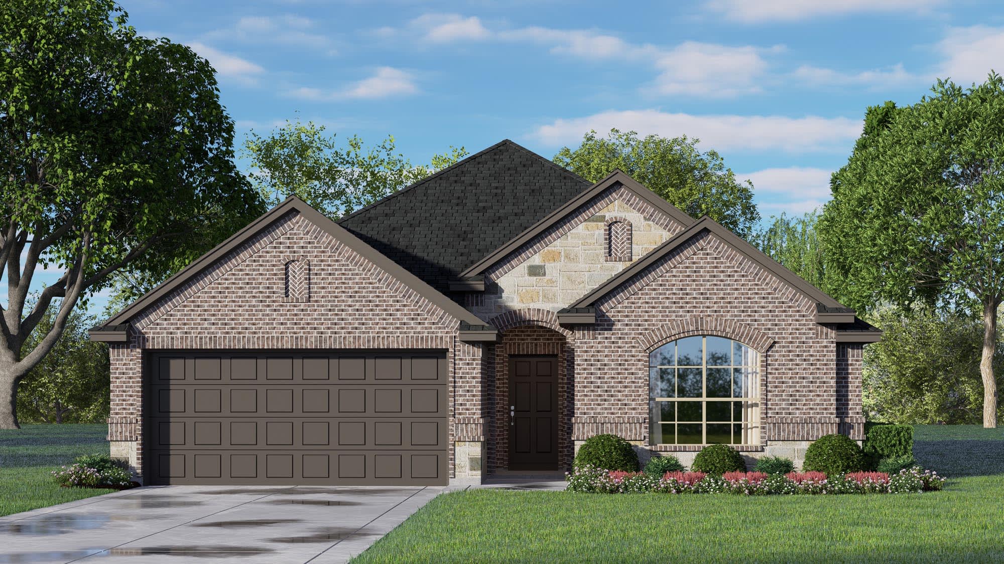 Elevation B with Stone | Concept 1660 at Hulen Trails in Fort Worth, TX by Landsea Homes