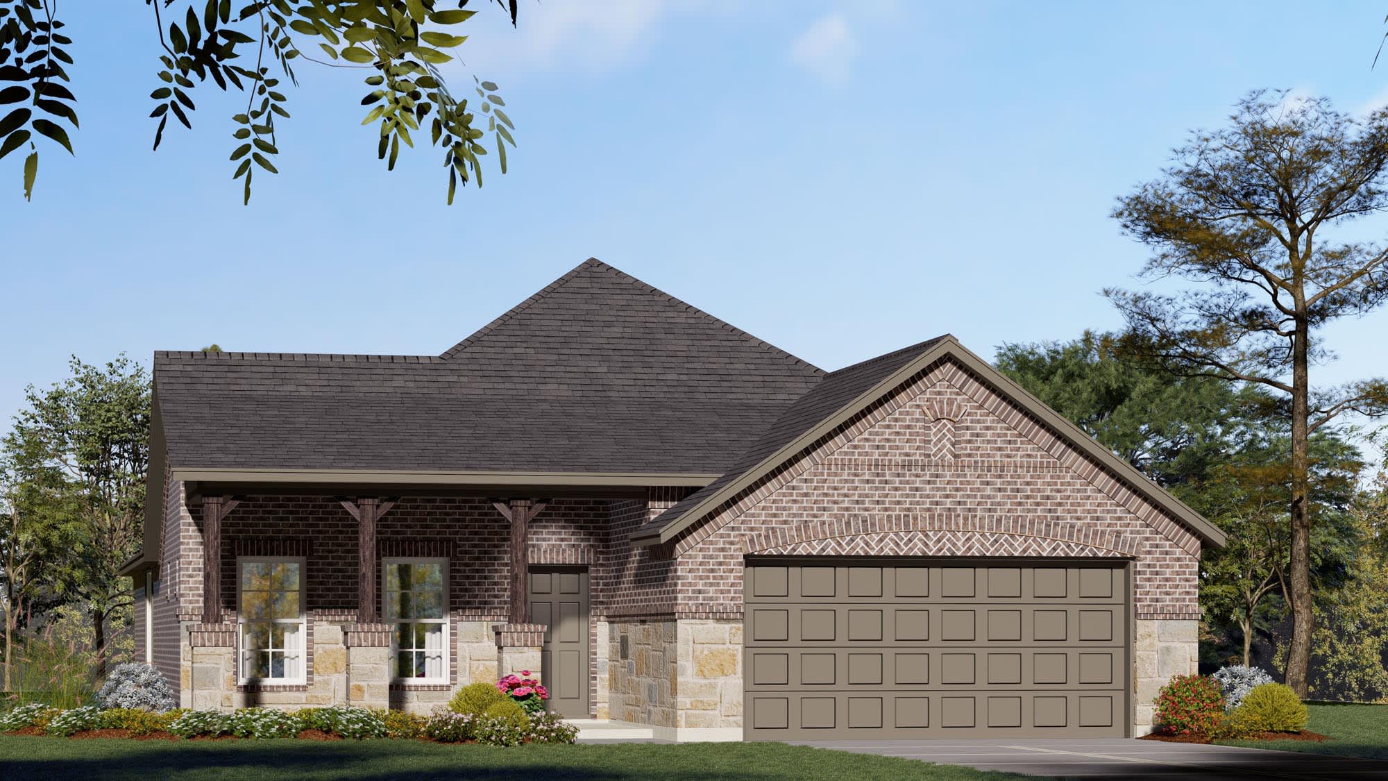Elevation B with Stone | Concept 1849 at Hulen Trails in Fort Worth, TX by Landsea Homes