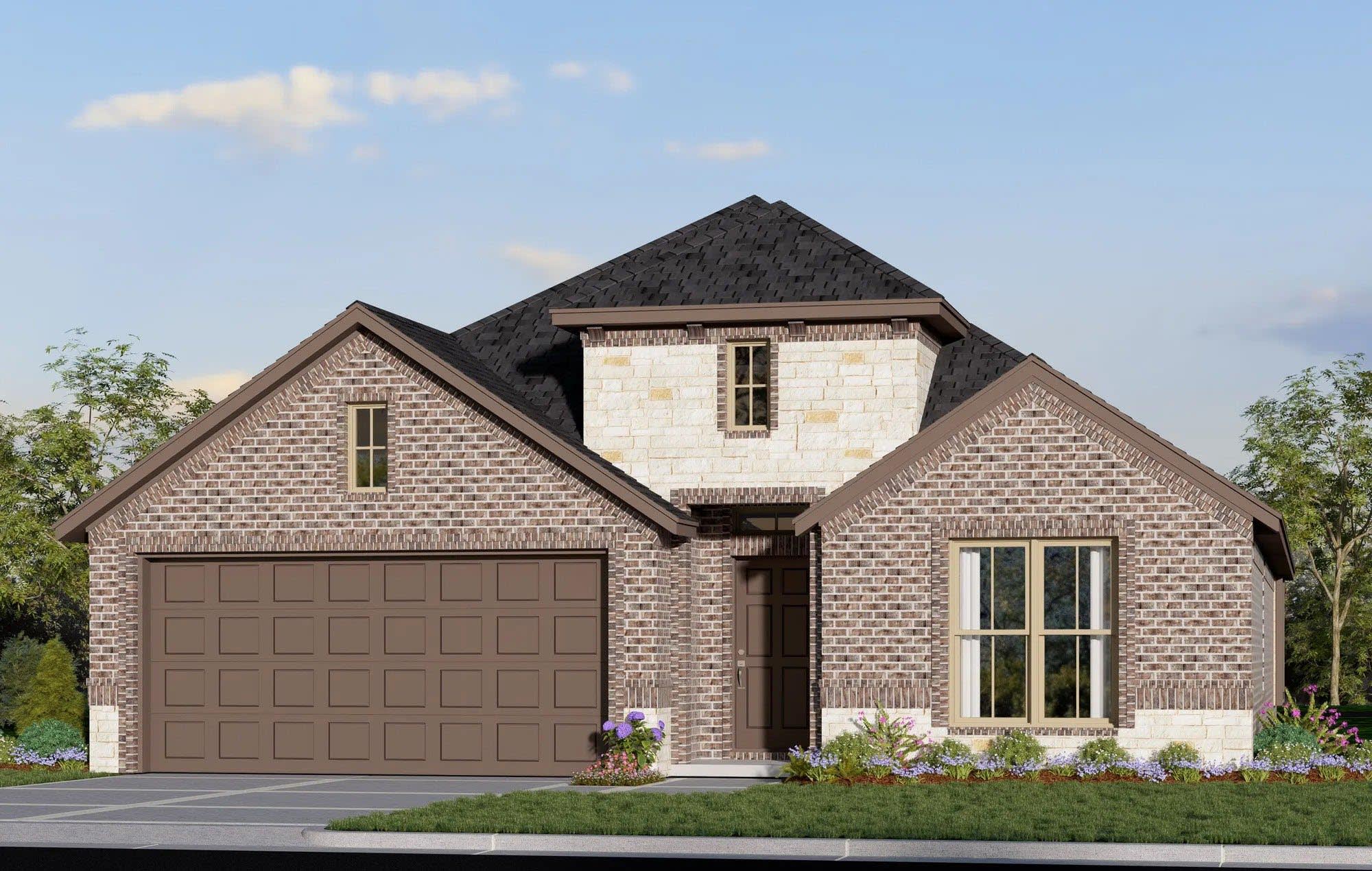 Elevation B with Stone | Concept 1912 at Hunters Ridge in Crowley, TX by Landsea Homes