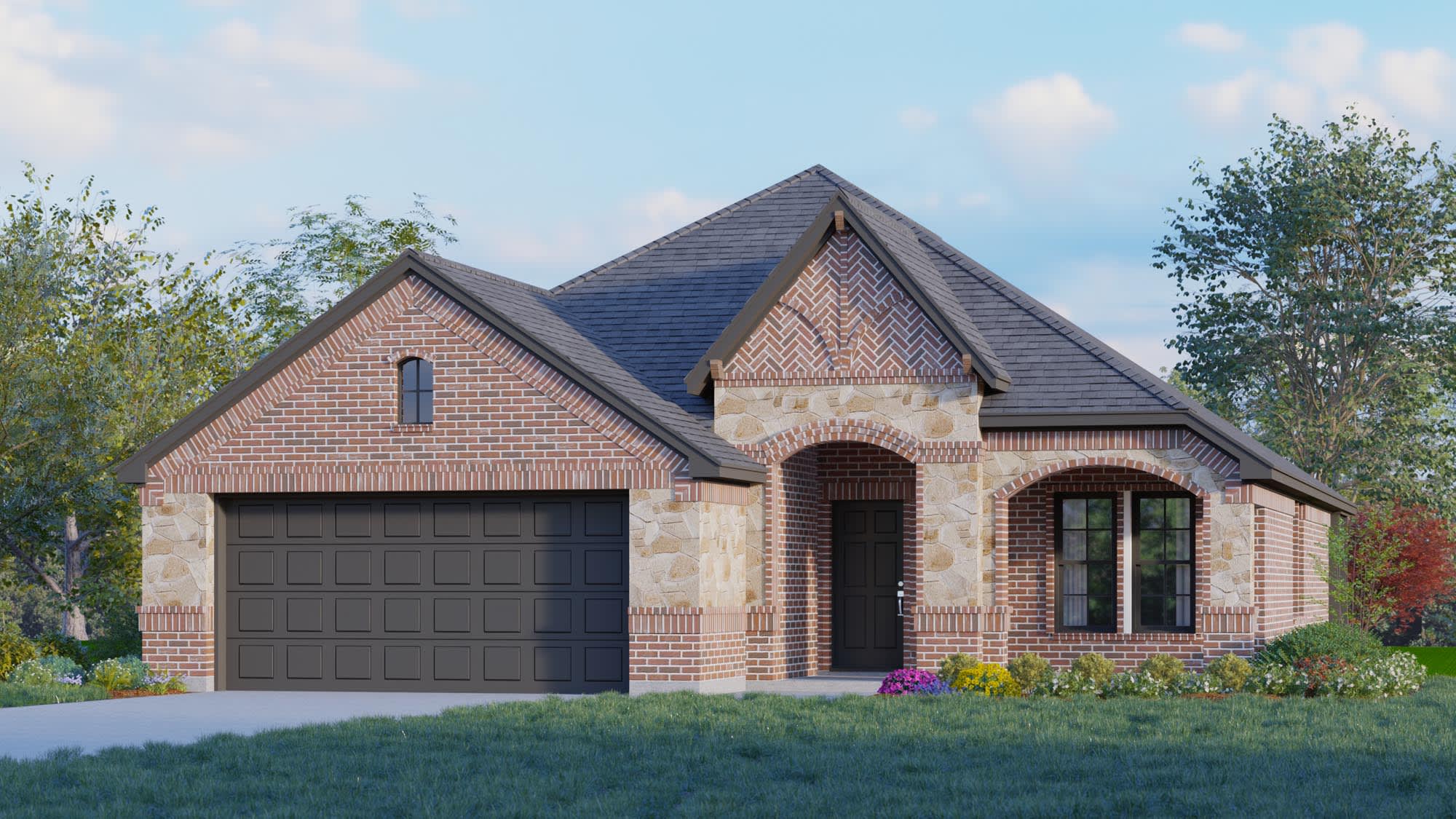 Elevation B with Stone | Concept 1991 at Hunters Ridge in Crowley, TX by Landsea Homes