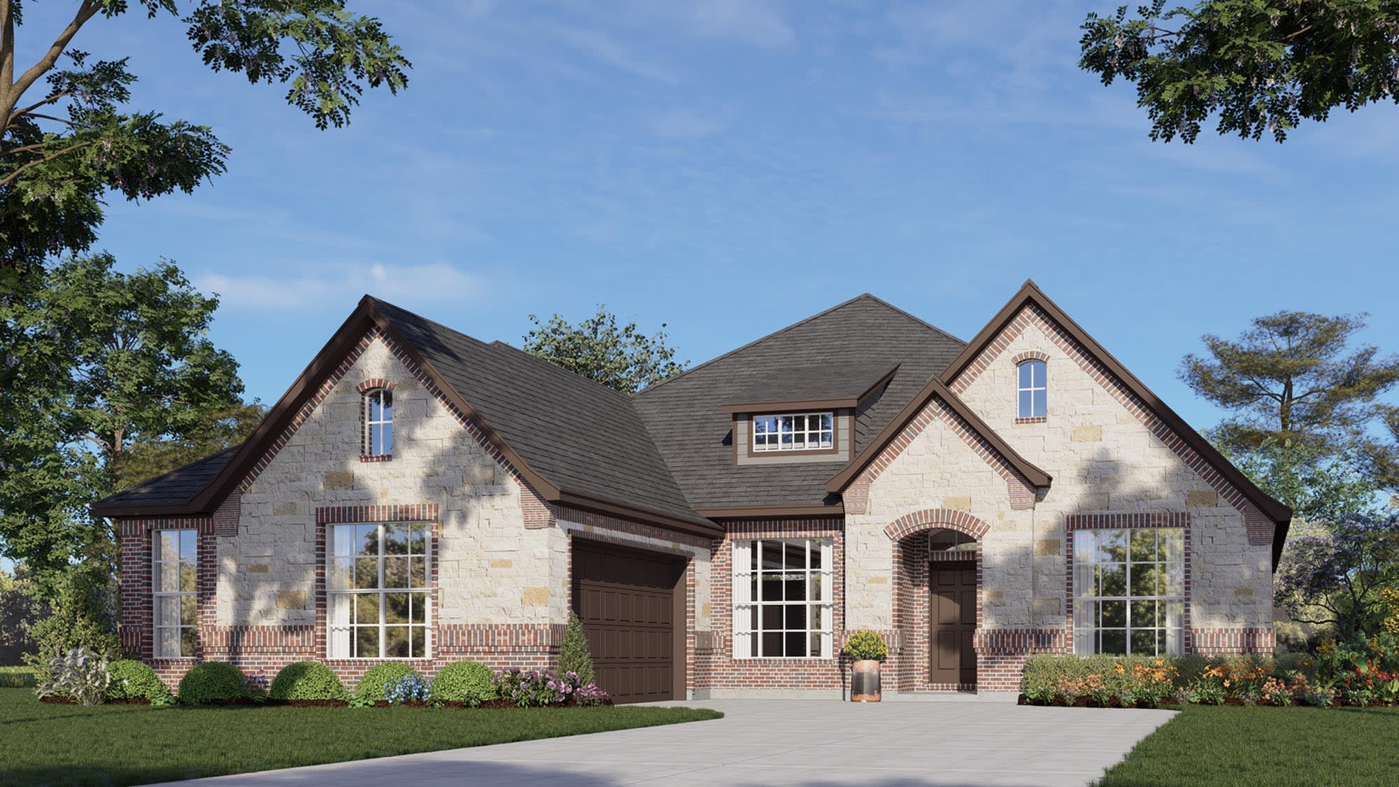 Elevation B with Stone | Concept 2370 at Oak Hills in Burleson, TX by Landsea Homes