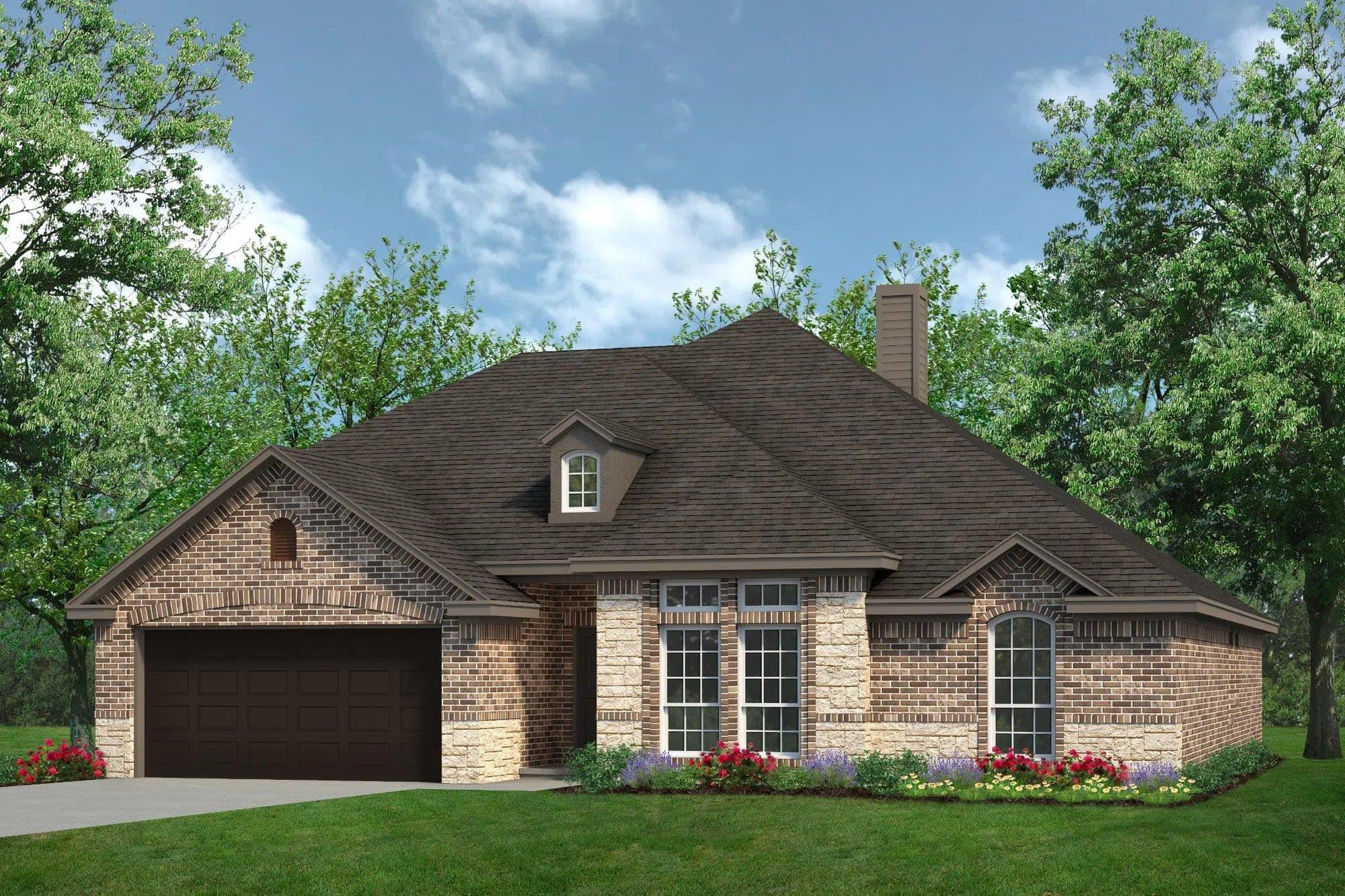 Elevation B with Stone | Concept 2393 at Coyote Crossing in Godley, TX by Landsea Homes