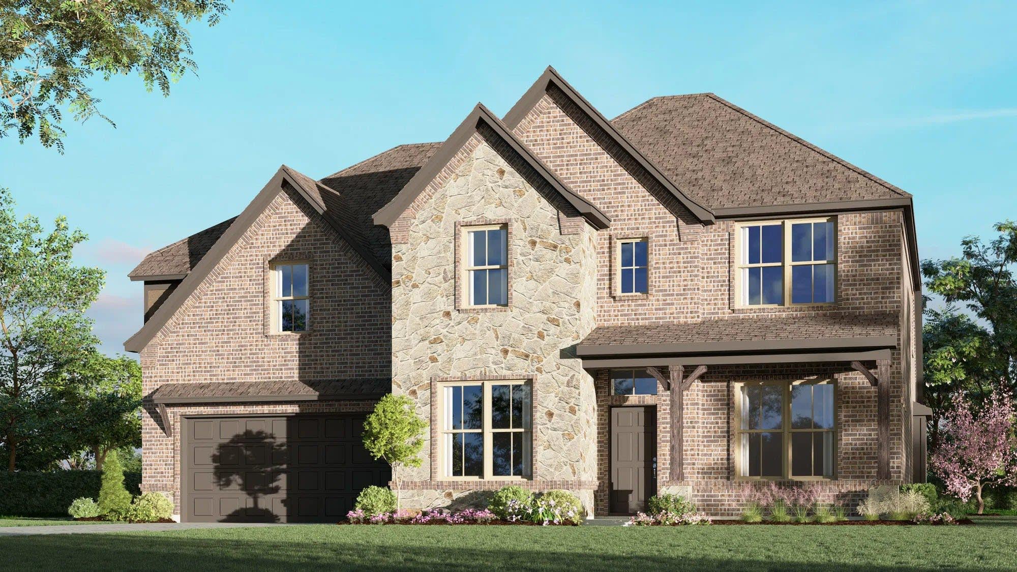 Elevation B with Stone | Concept 3135 at Villages of Walnut Grove in Midlothian, TX by Landsea Homes