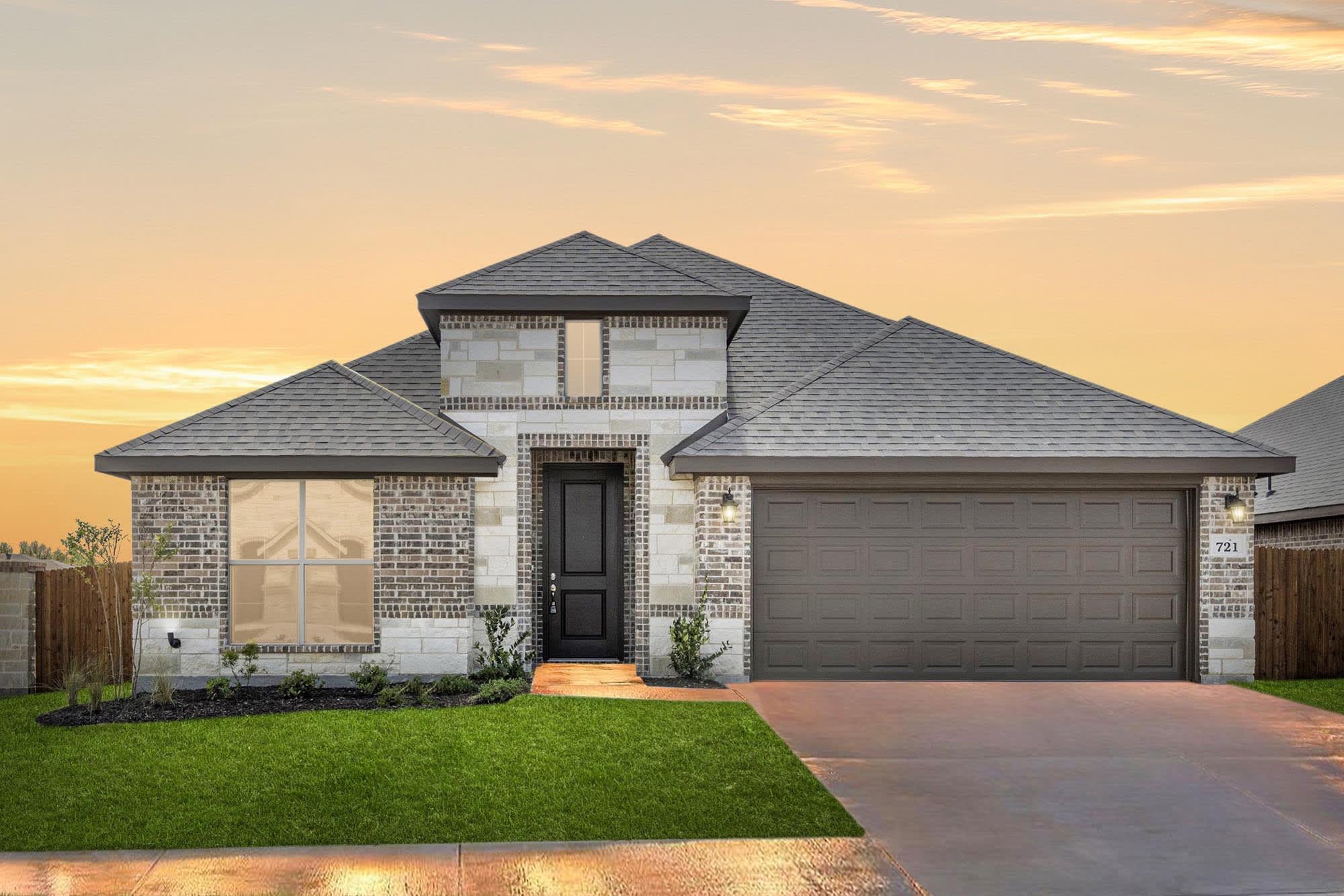 Elevation B with Stone | Concept 2186 at Hulen Trails in Fort Worth, TX by Landsea Homes