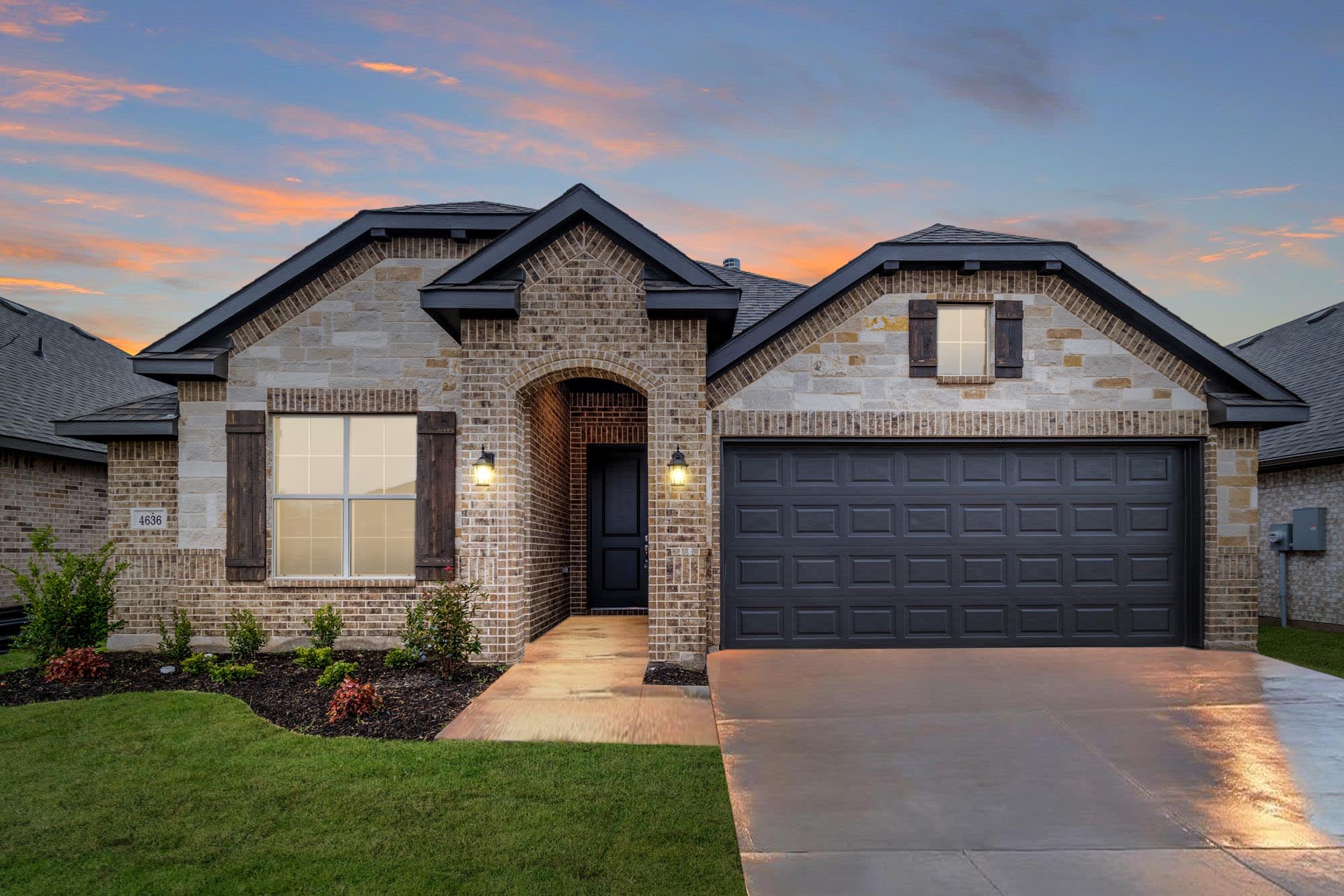 Elevation B with Stone | Concept 1660 at Hulen Trails in Fort Worth, TX by Landsea Homes
