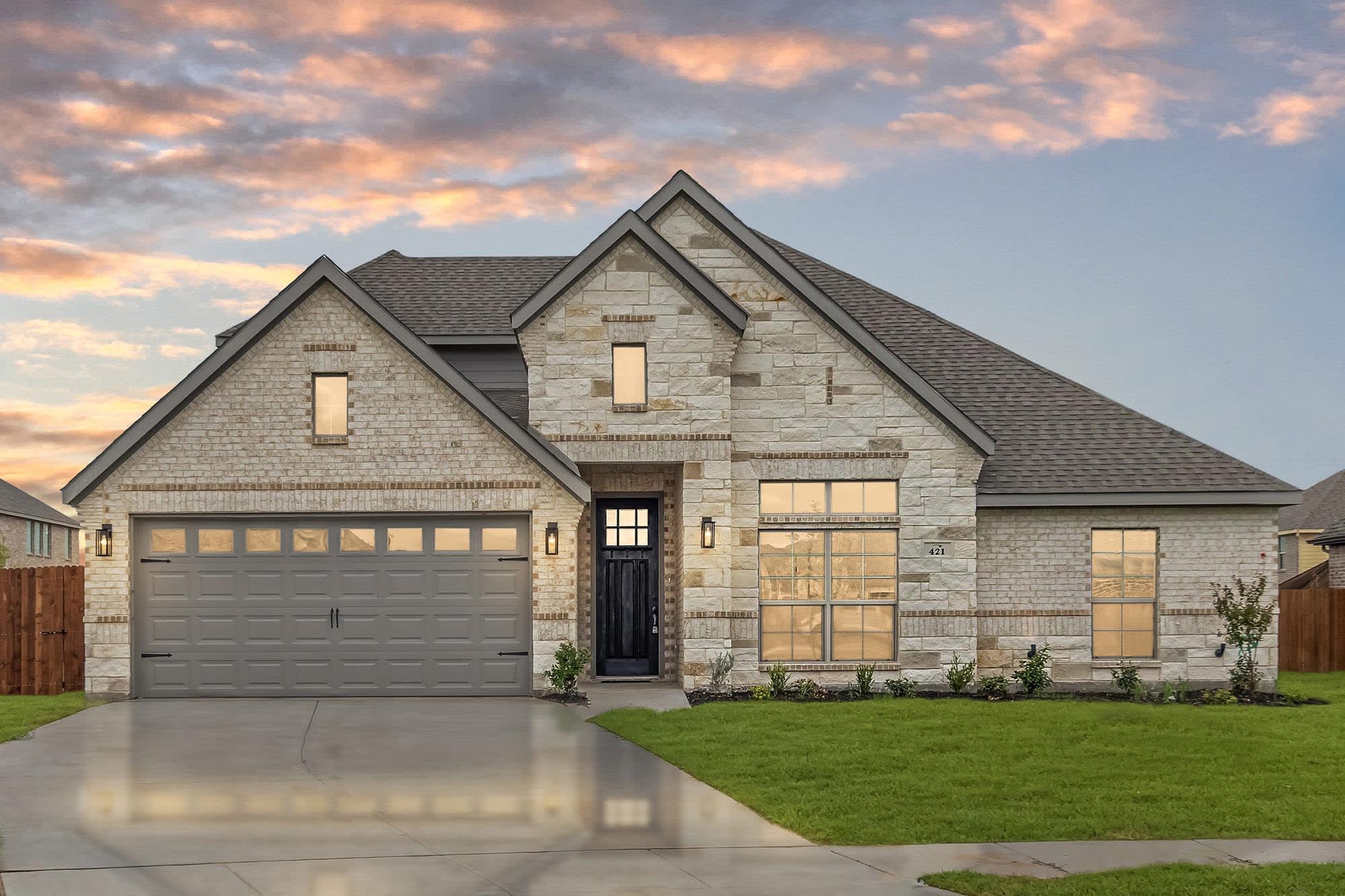 Elevation C with Stone | Concept 2379 at Villages of Walnut Grove in Midlothian, TX by Landsea Homes