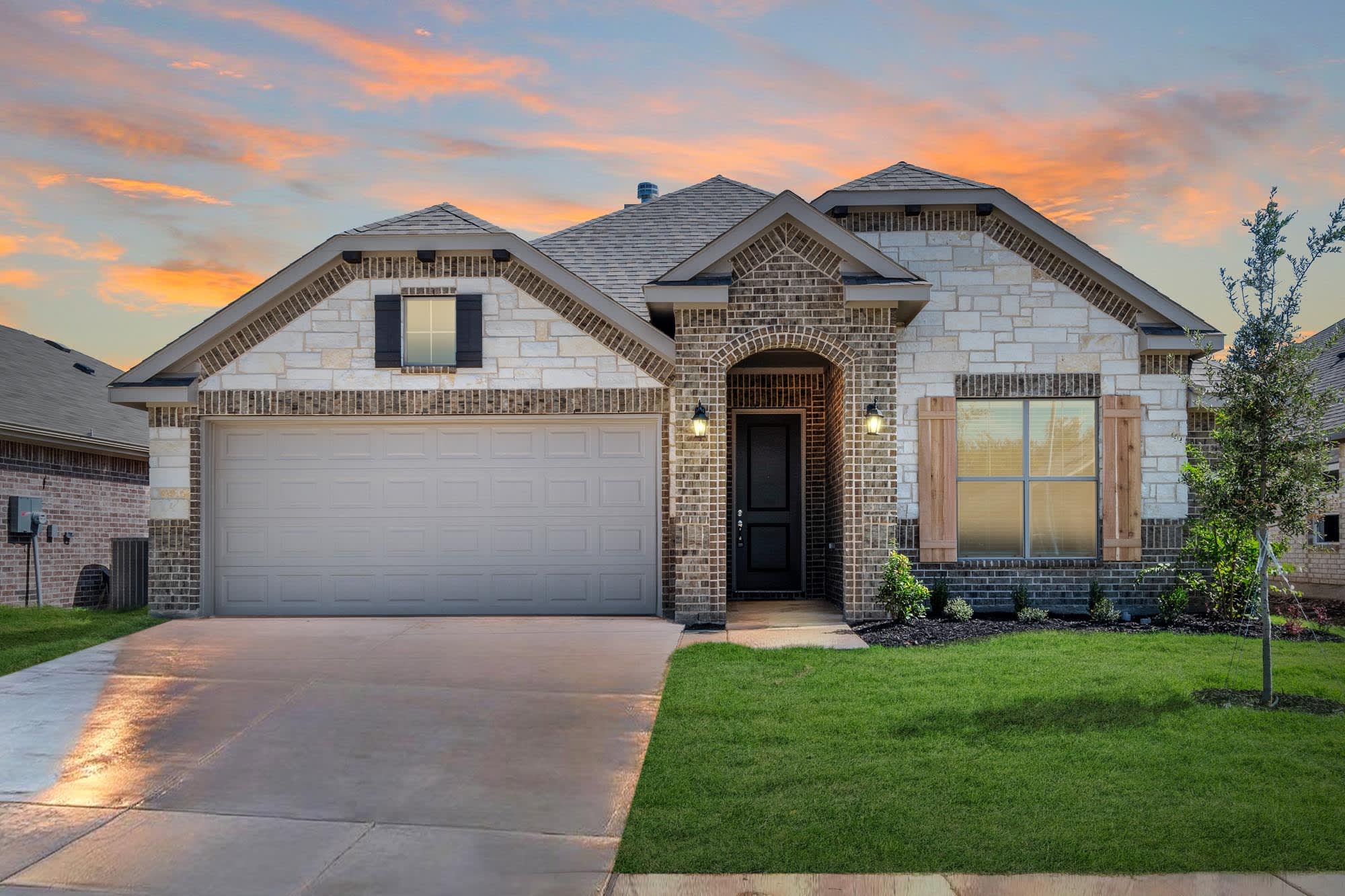 Elevation C with Stone | Concept 1660 at Hulen Trails in Fort Worth, TX by Landsea Homes