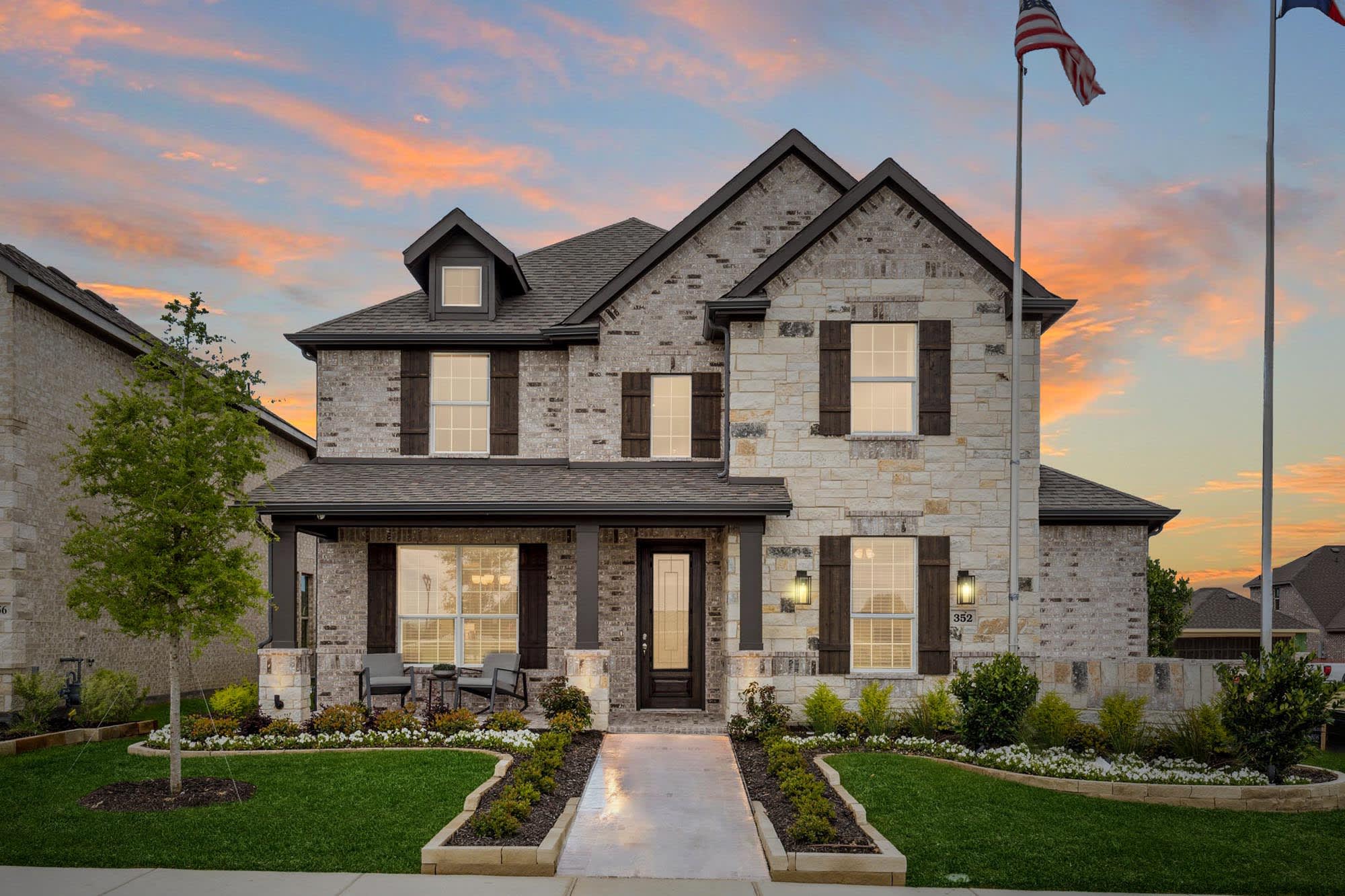 Elevation C with Stone | Concept 3106 at Redden Farms - Classic Series in Midlothian, TX by Landsea Homes