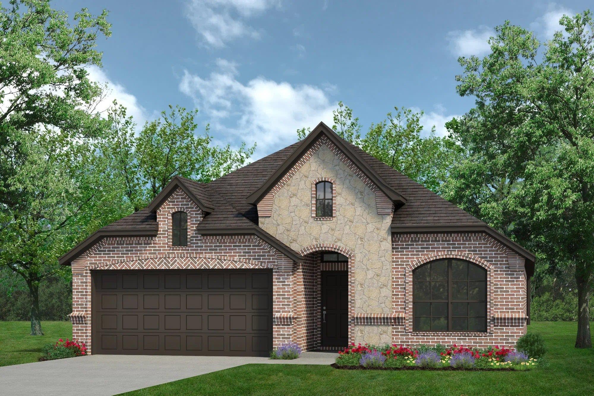 Elevation C with Stone | Concept 1912 at Hunters Ridge in Crowley, TX by Landsea Homes