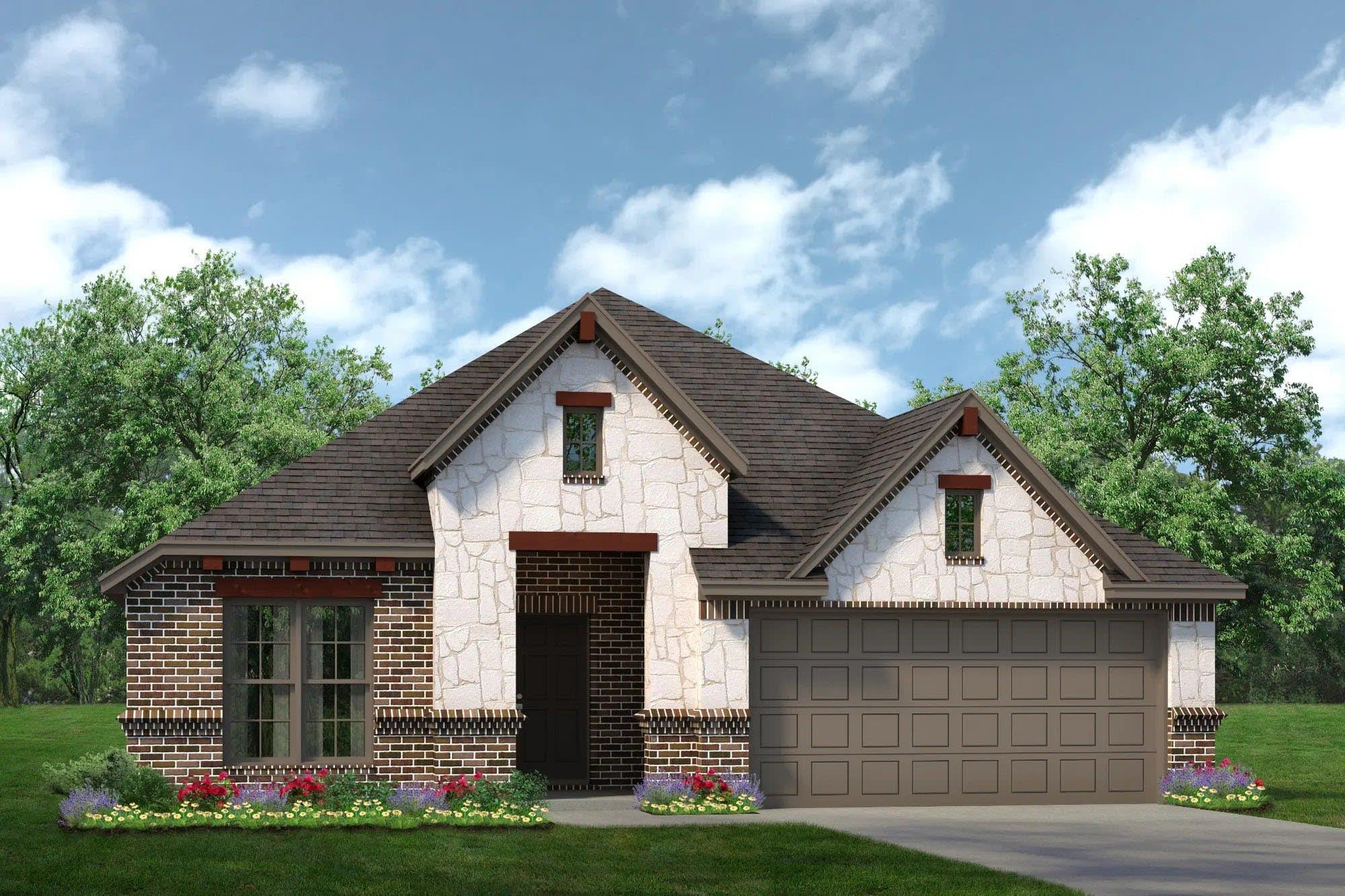 Elevation C with Stone | Concept 2186 at Hulen Trails in Fort Worth, TX by Landsea Homes