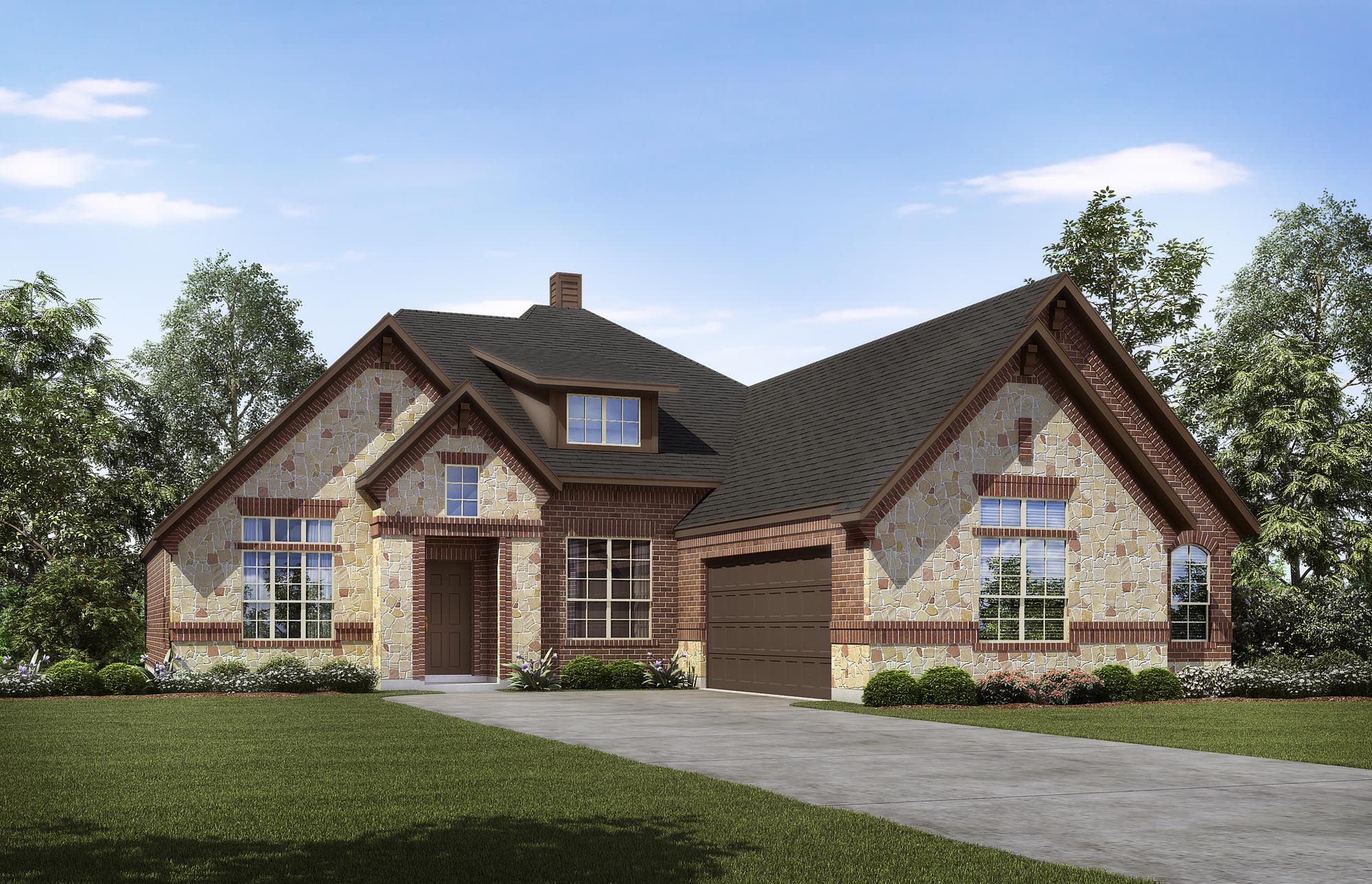 Elevation C with Stone | Concept 2267 at Mockingbird Hills in Joshua, TX by Landsea Homes