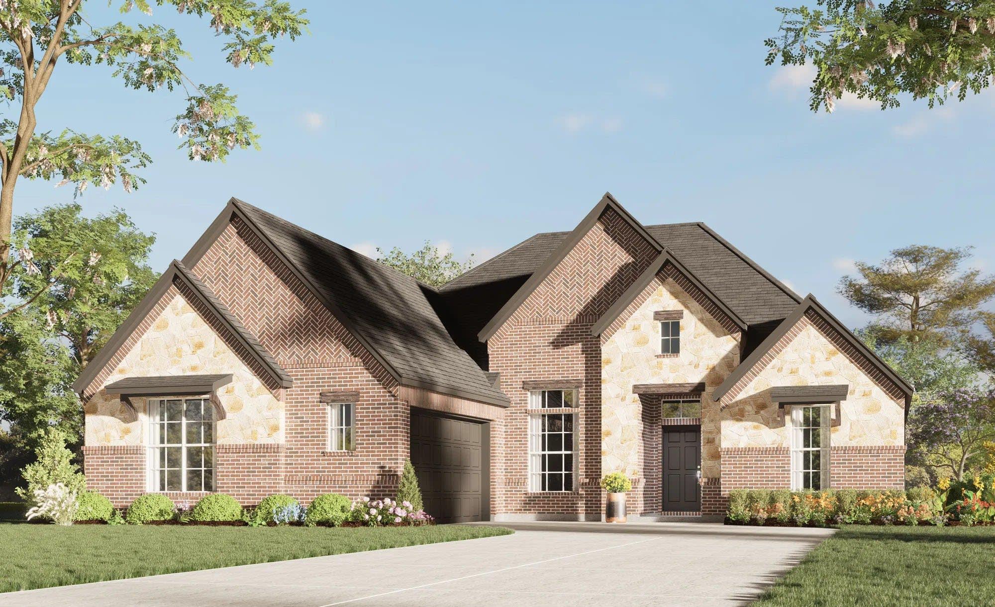 Elevation C with Stone | Concept 2370 at Coyote Crossing in Godley, TX by Landsea Homes
