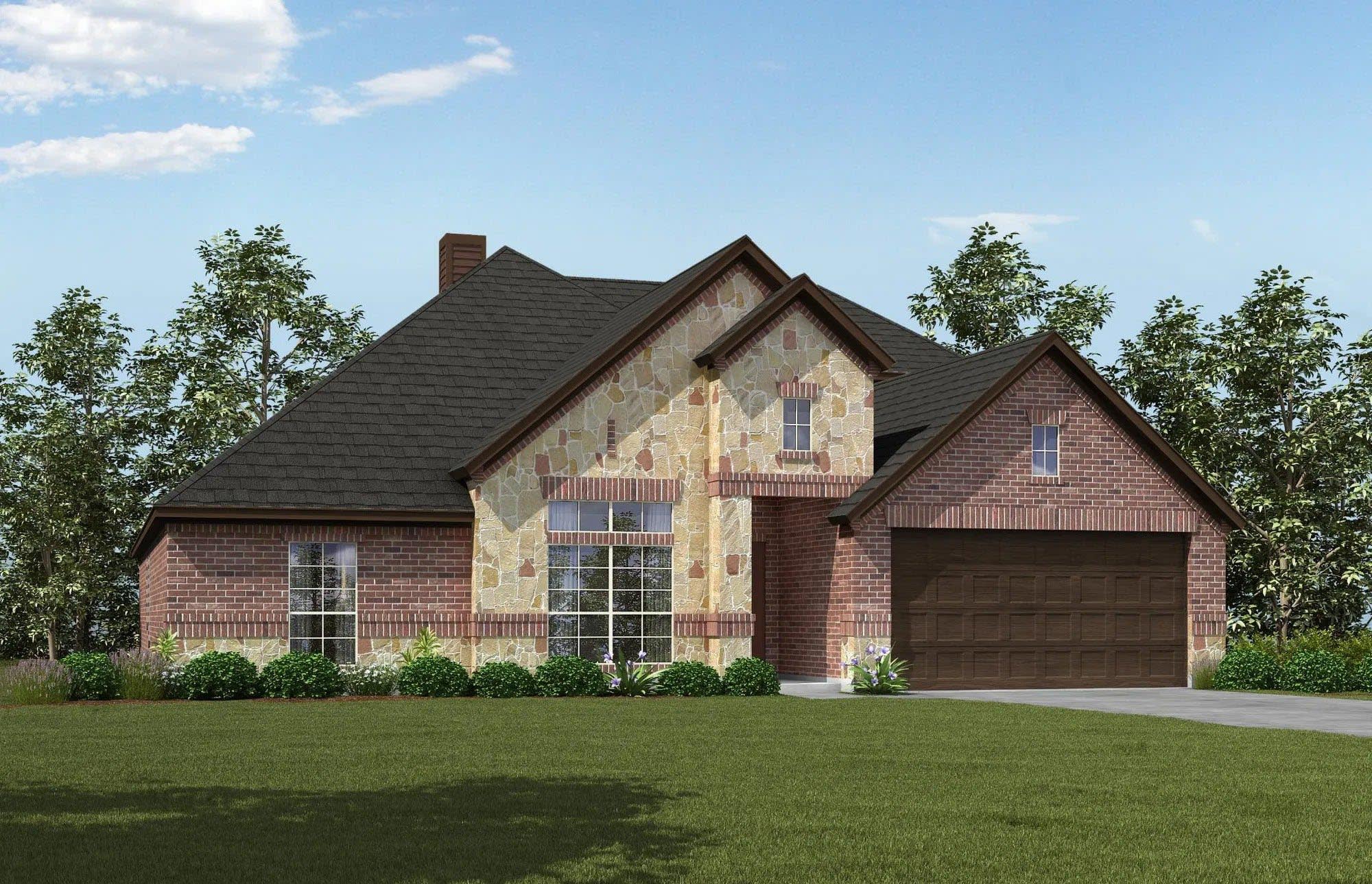 Elevation C with Stone | Concept 2379 at Abe's Landing in Granbury, TX by Landsea Homes