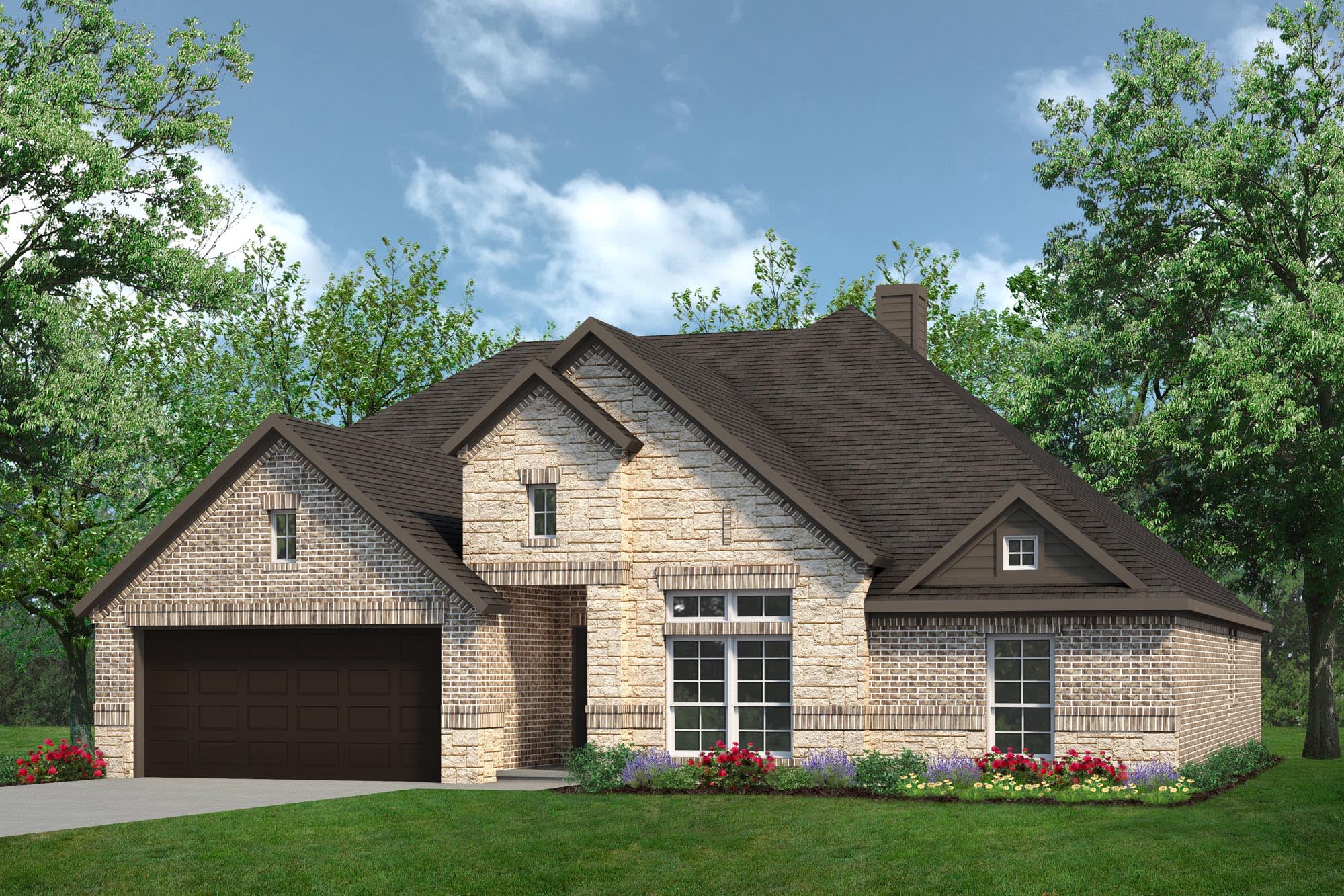 Elevation C with Stone | Concept 2393 at Coyote Crossing in Godley, TX by Landsea Homes