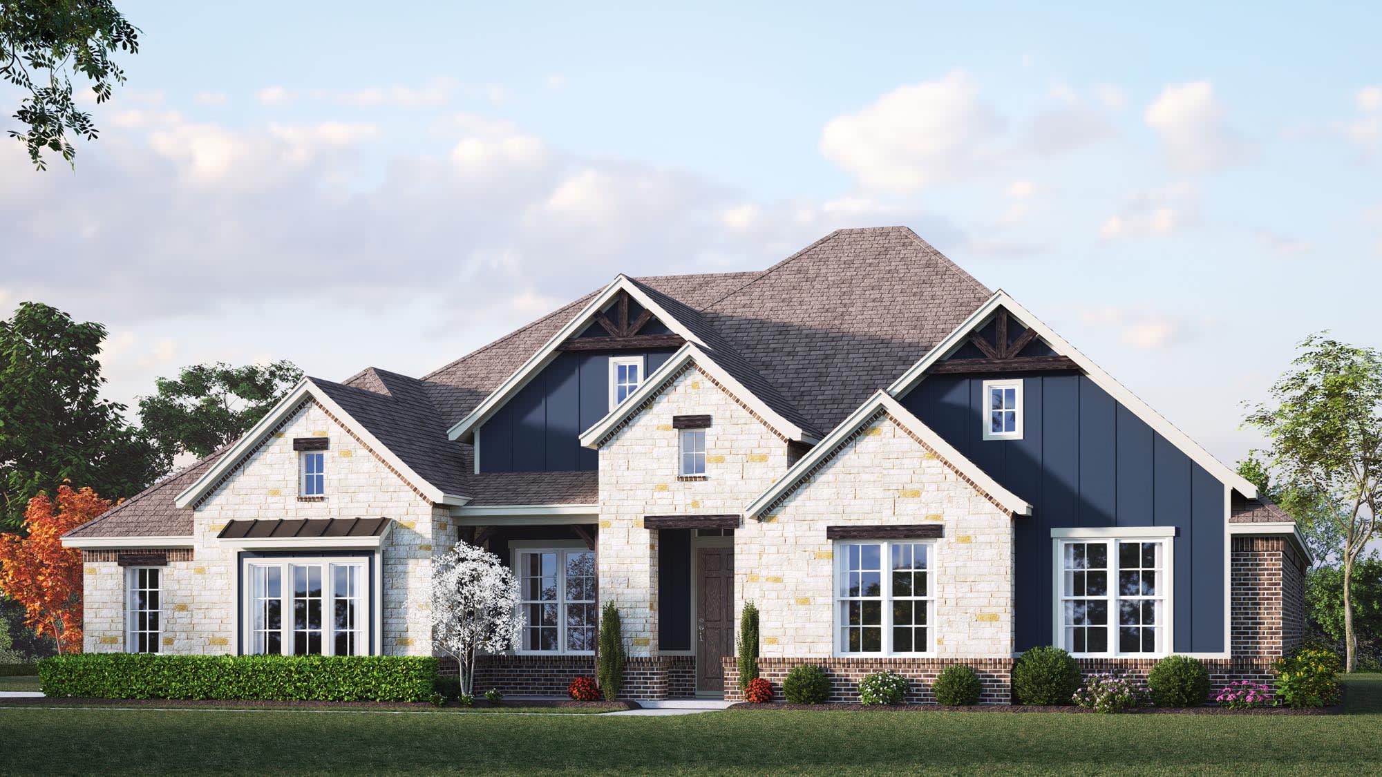 Elevation C with Stone | Concept 2862 at The Meadows in Gunter, TX by Landsea Homes