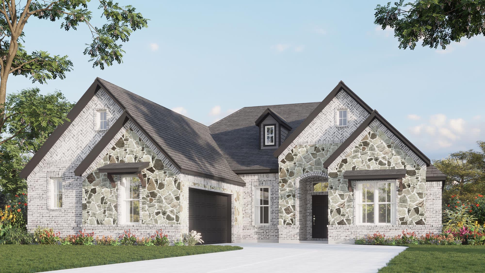 Elevation C with Stone | Concept 2050 at Coyote Crossing in Godley, TX by Landsea Homes