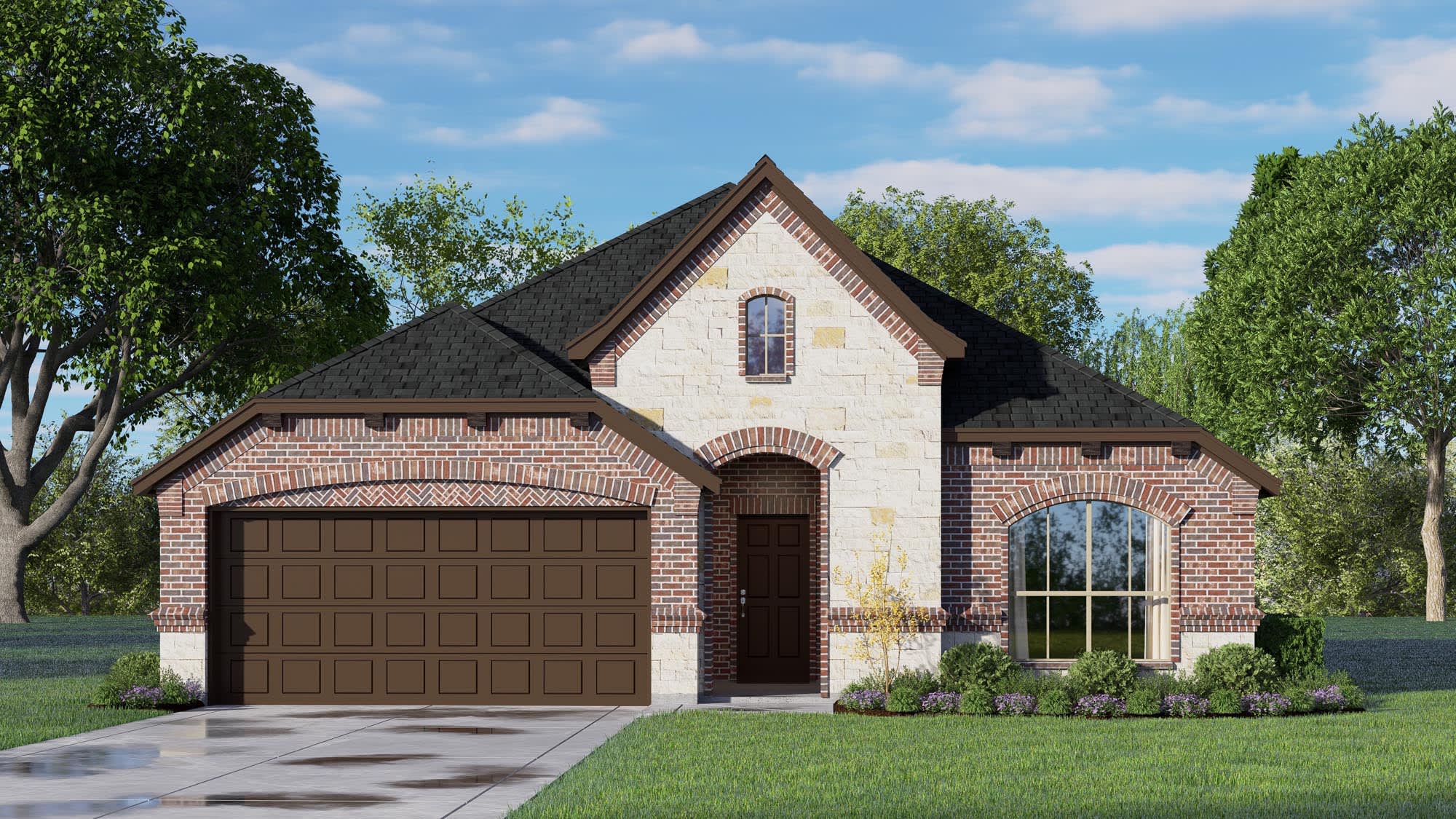 Elevation D with Stone | Concept 1660 at Summer Crest in Fort Worth, TX by Landsea Homes