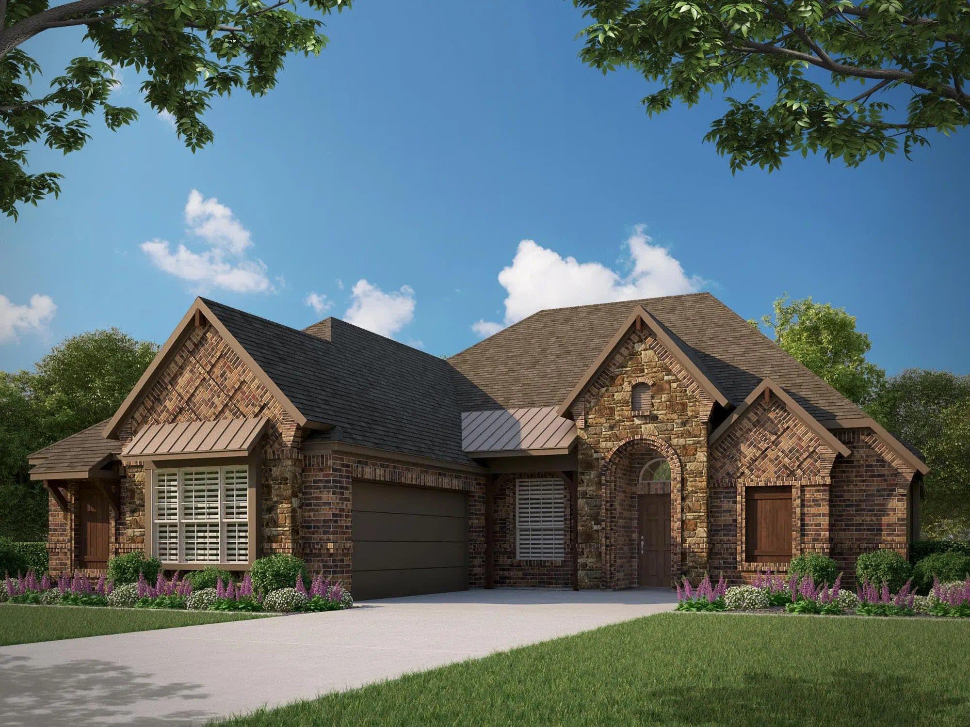 Elevation D with Stone | Concept 2404 at Villages of Walnut Grove in Midlothian, TX by Landsea Homes